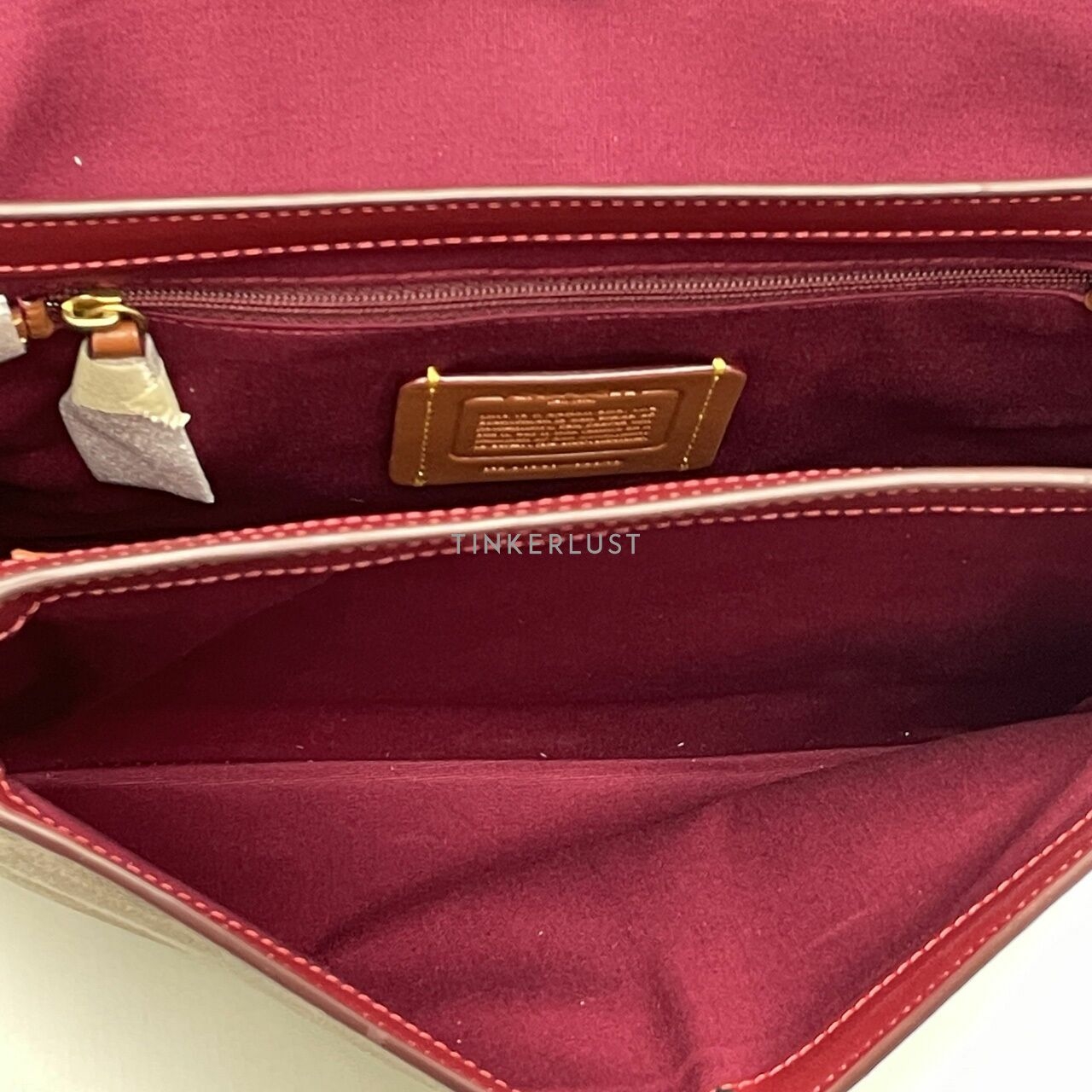 Coach 68349 Cassie Signature Crossbody Tan Deep Red