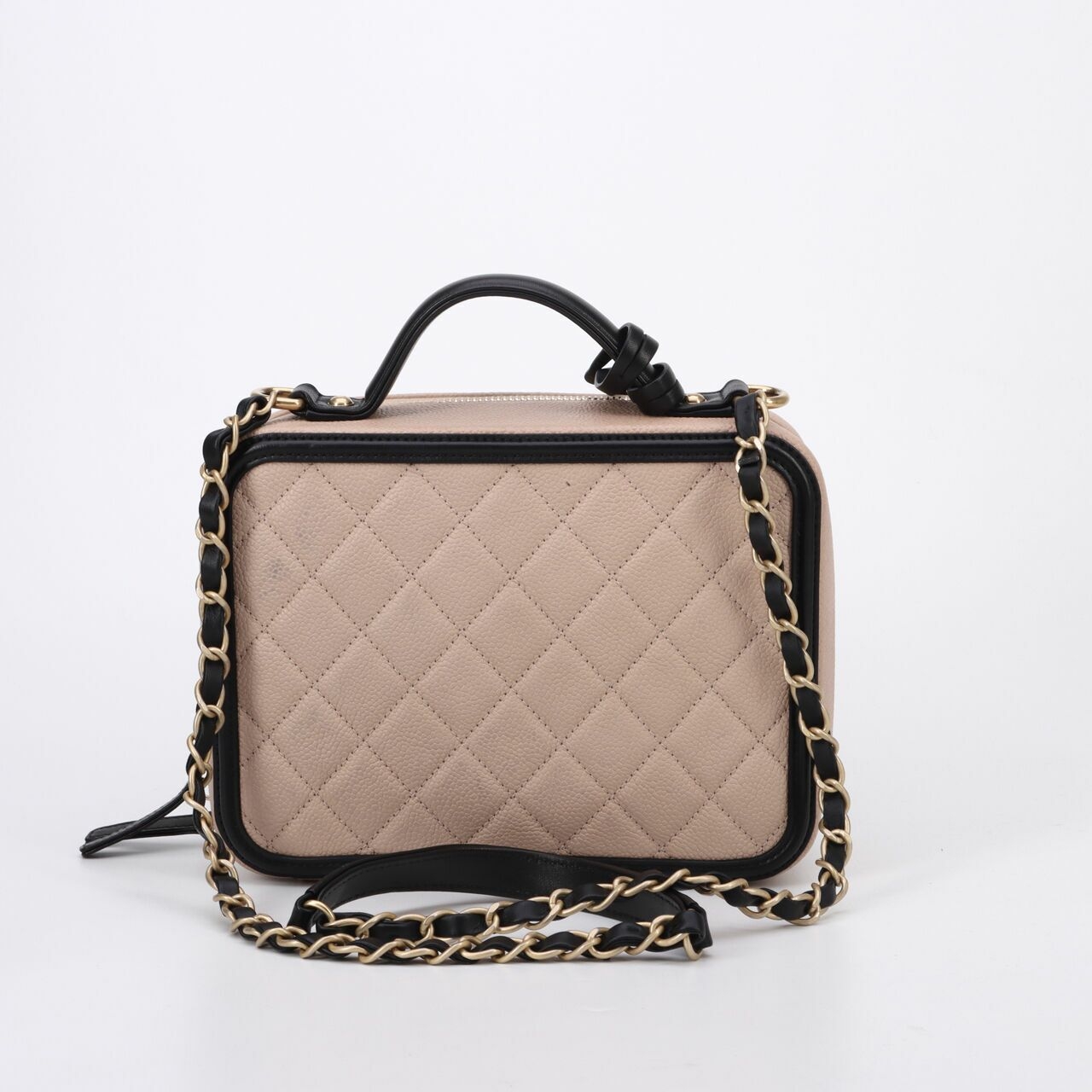 Chanel Filigree Vanity Case Caviar Nude Satchel