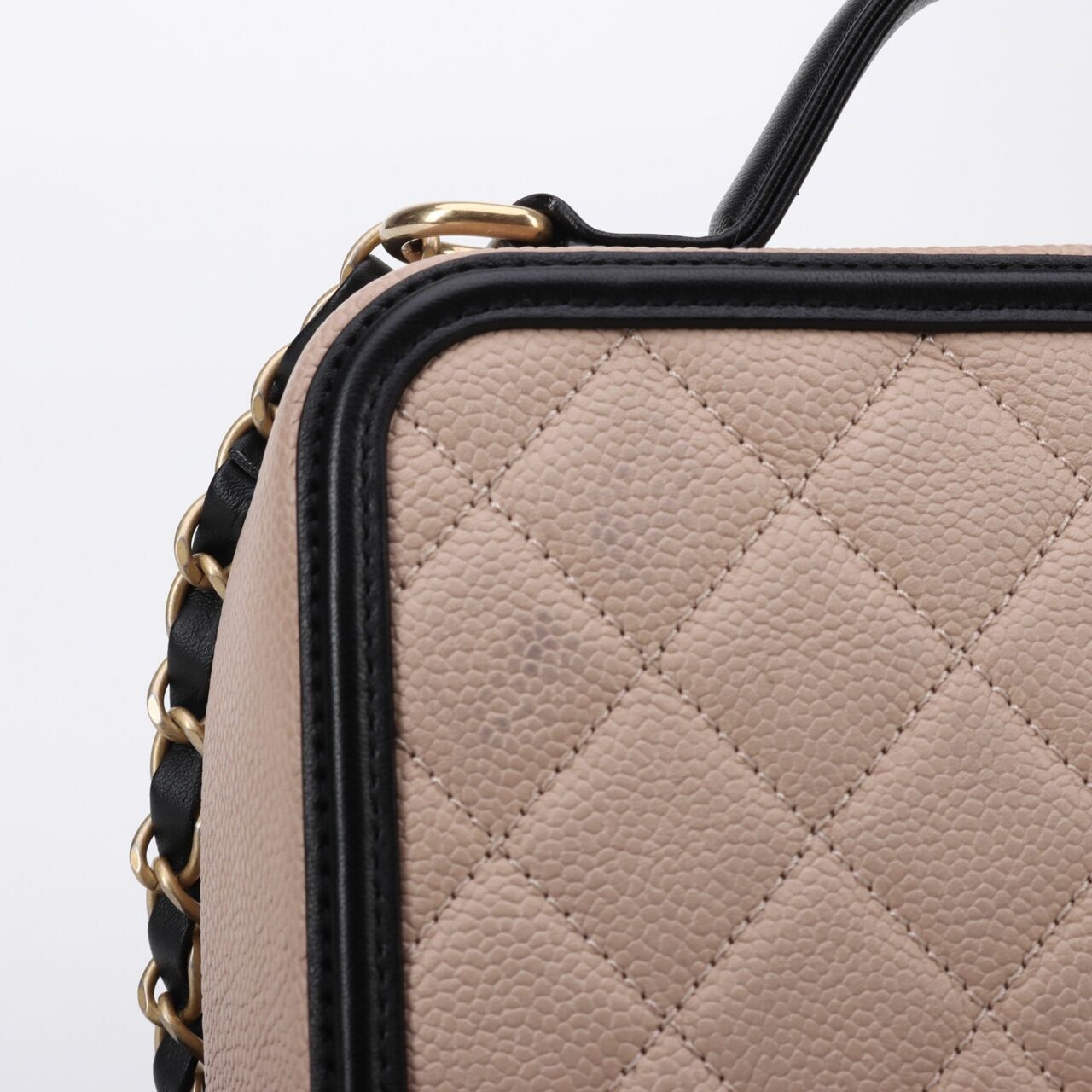 Chanel Filigree Vanity Case Caviar Nude Satchel