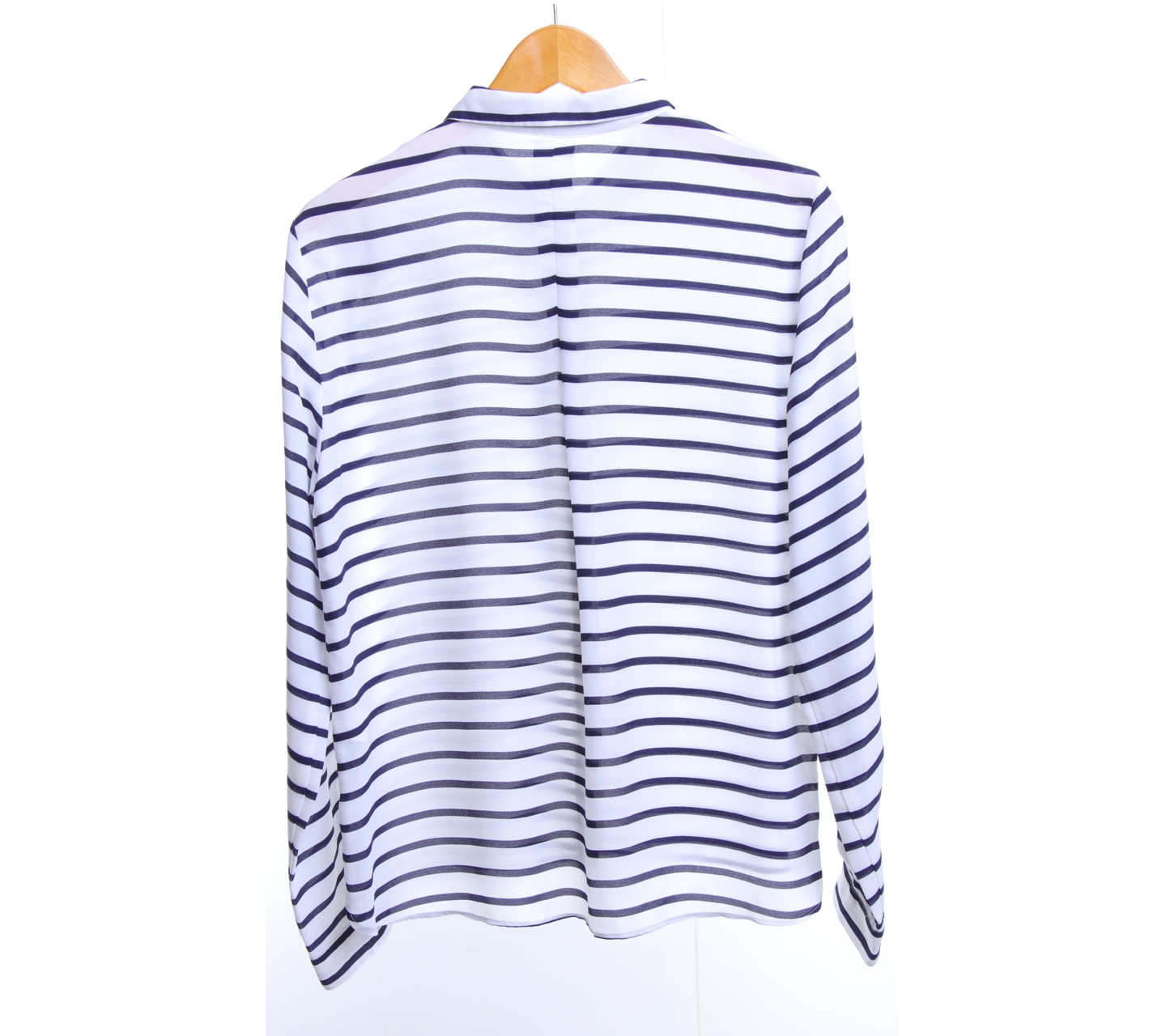 Zara White And Dark Blue Striped Shirt