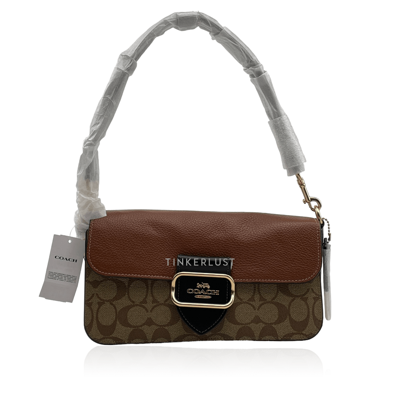 Coach Morgan Shoulder Bag In Colorblock Signature Canvas Brown Khaki