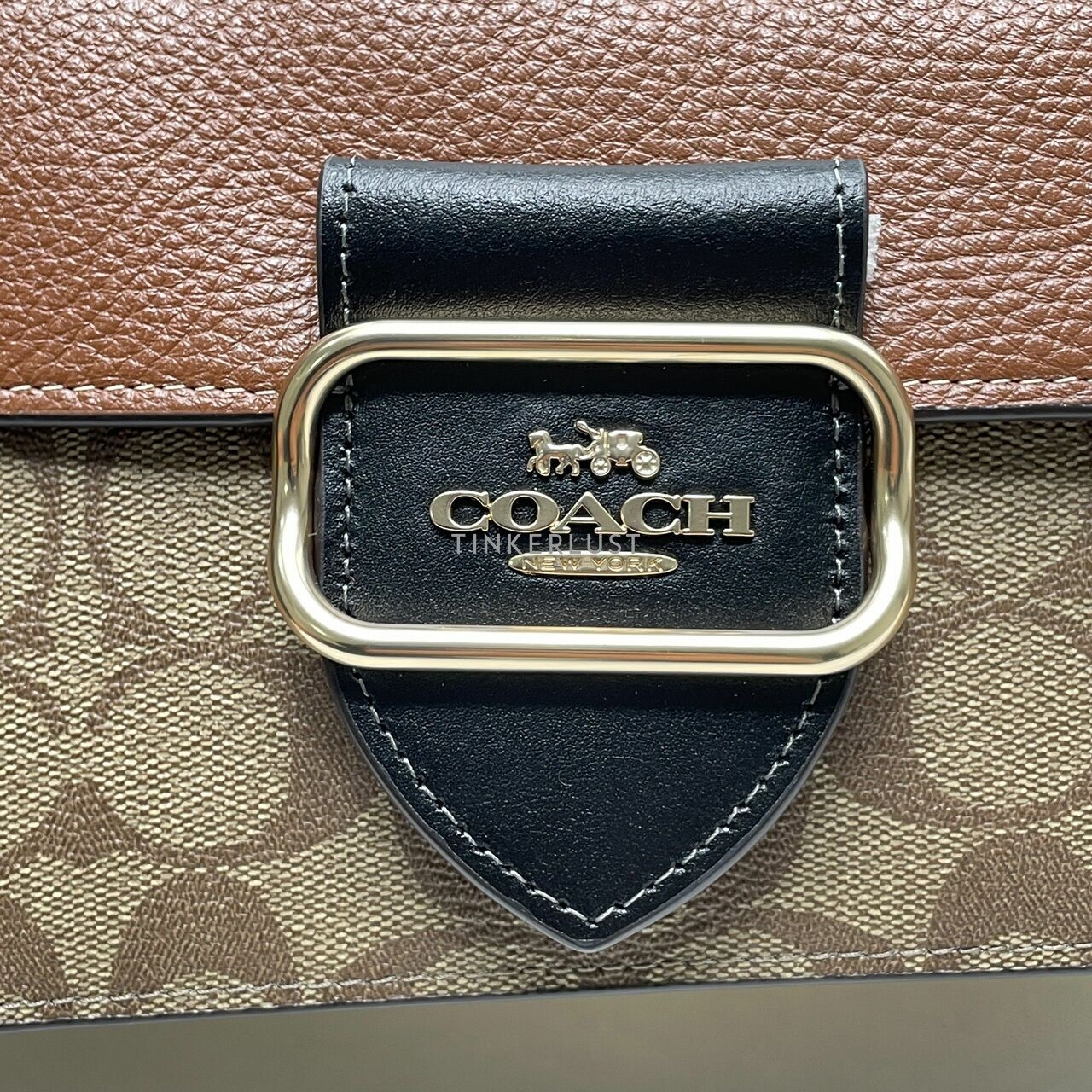 Coach Morgan Shoulder Bag In Colorblock Signature Canvas Brown Khaki