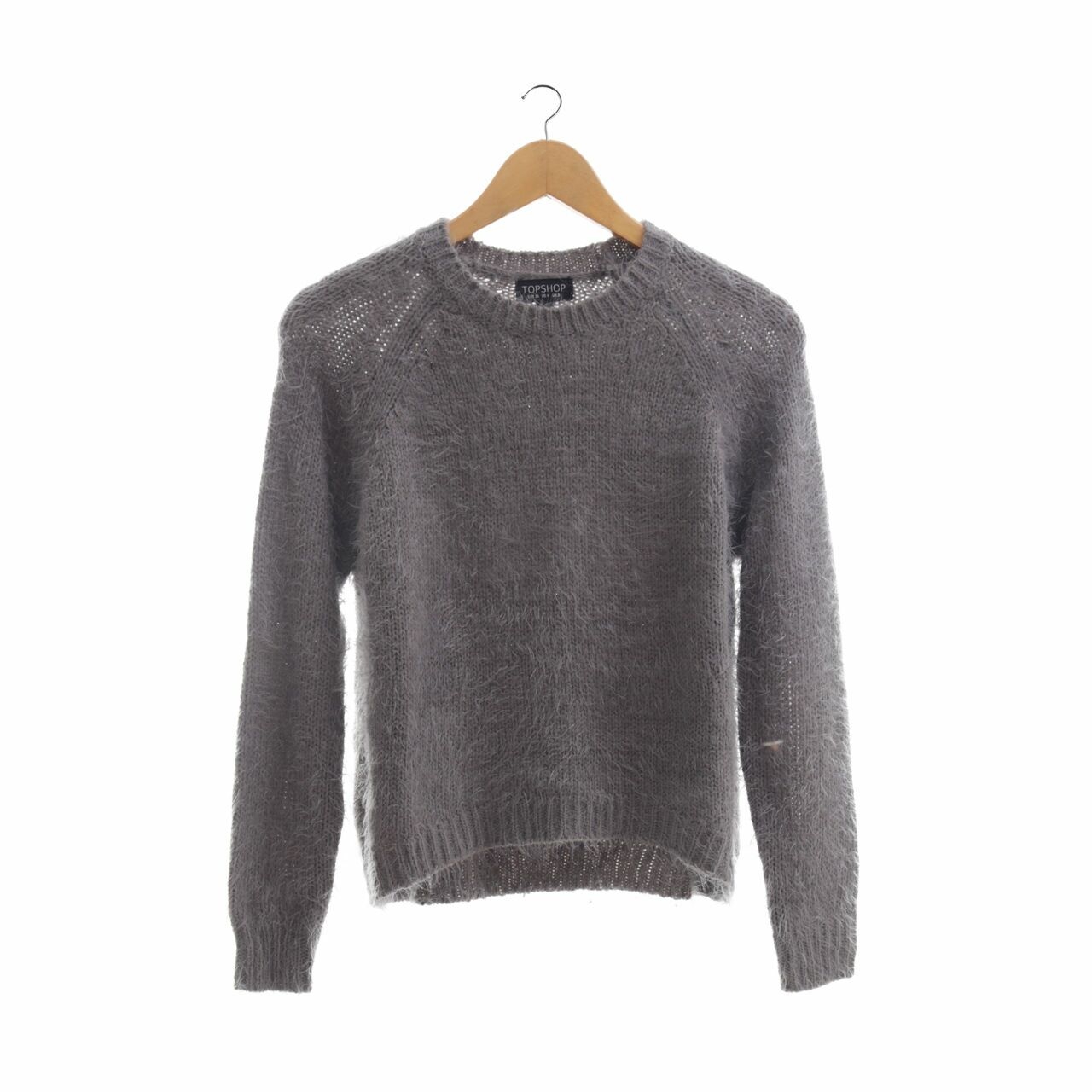 Topshop Grey Faux Fur Sweater