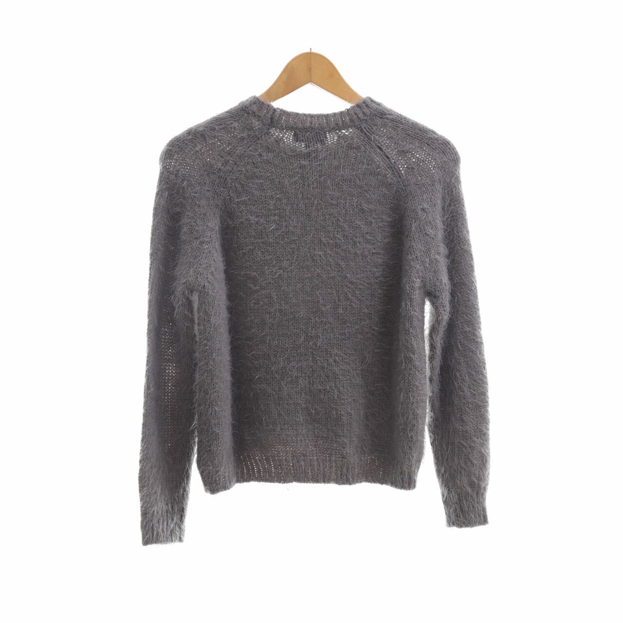 Topshop Grey Faux Fur Sweater