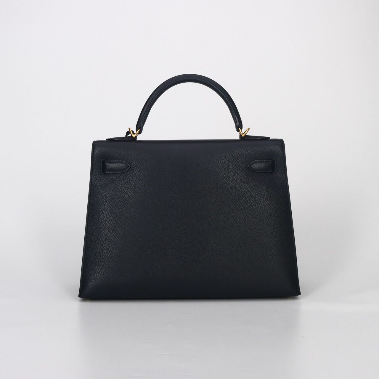 Hermes Kelly 32 Black Epsom #N GHW Satchel