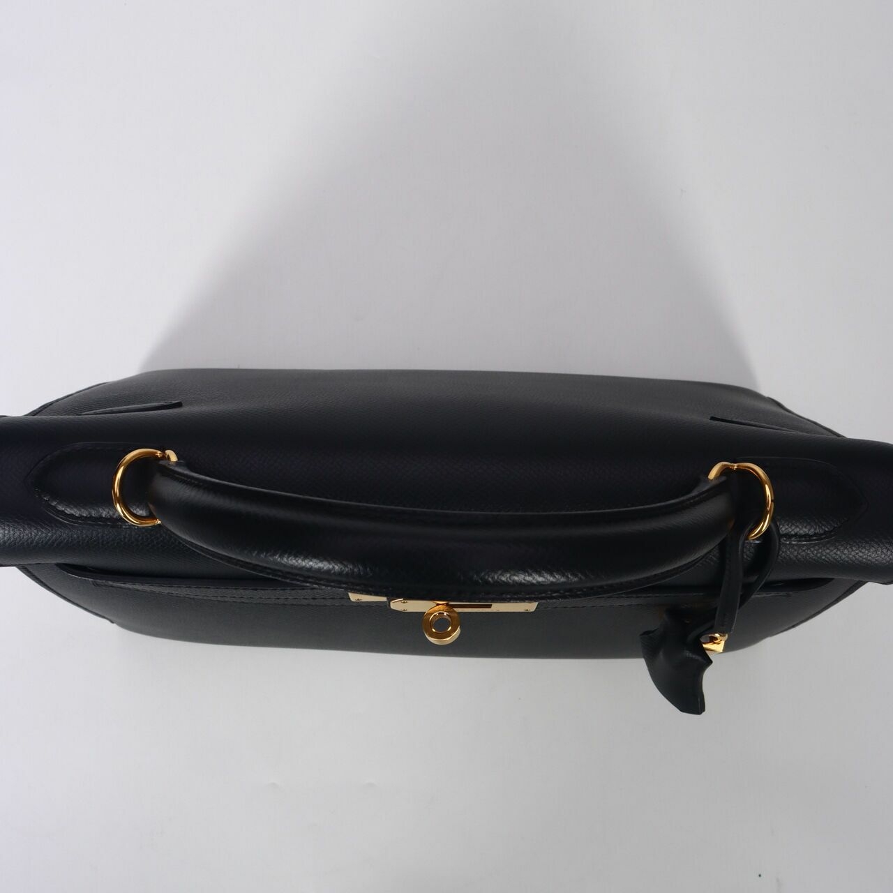 Hermes Kelly 32 Black Epsom #N GHW Satchel