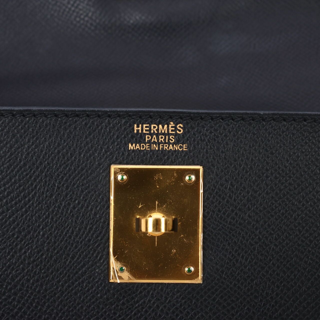 Hermes Kelly 32 Black Epsom #N GHW Satchel