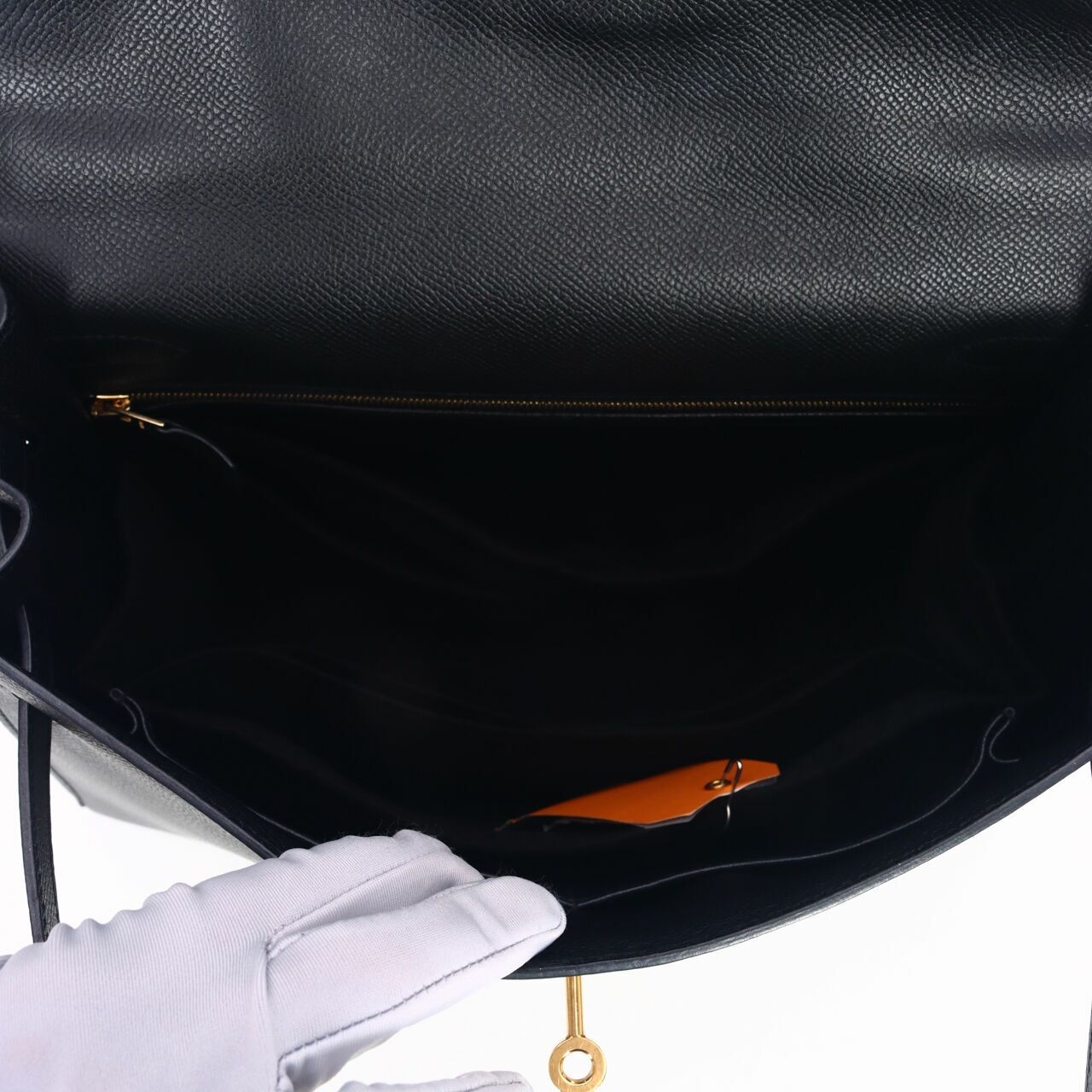 Hermes Kelly 32 Black Epsom #N GHW Satchel