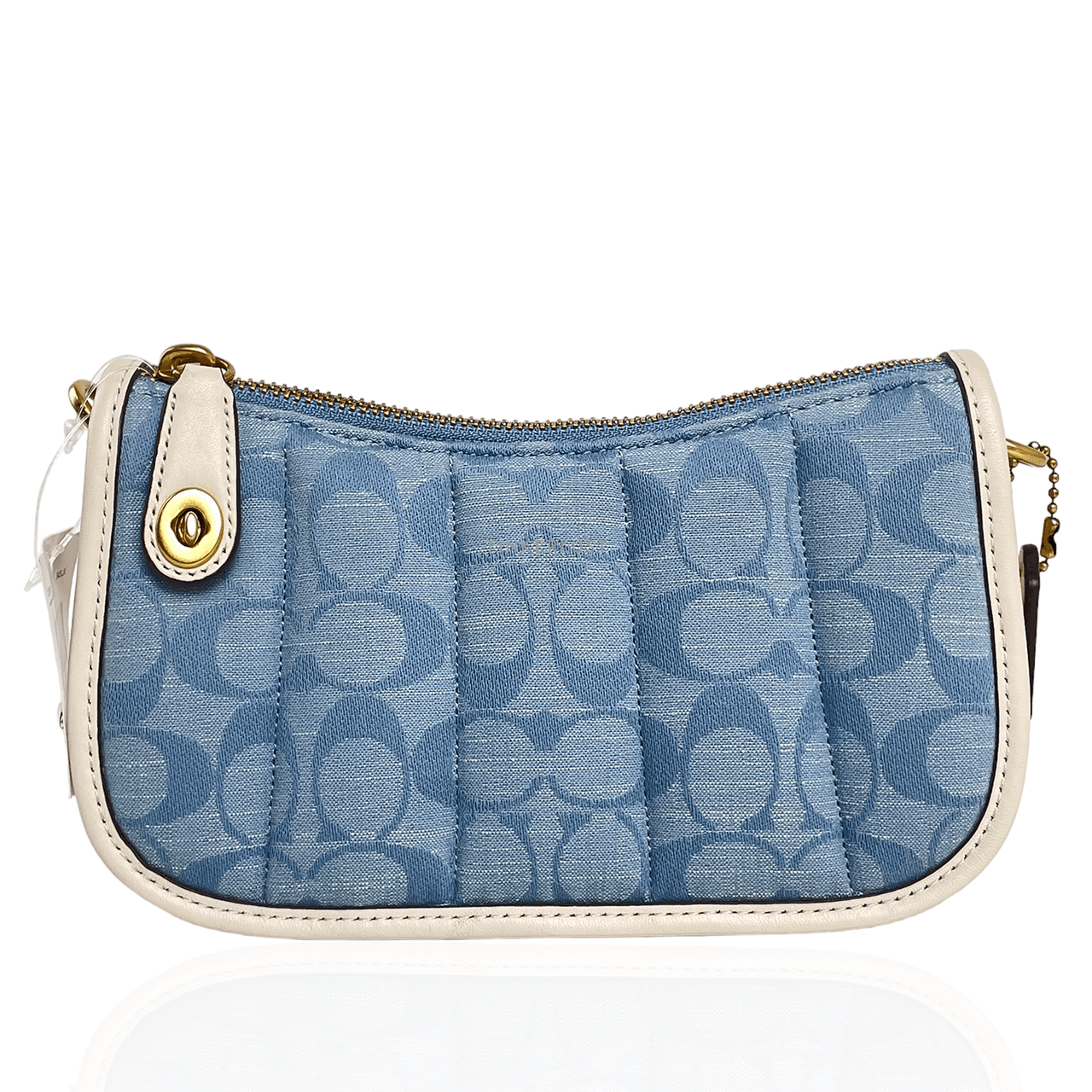 Coach C5016 Light Washed Denim Chalk Swinger 20 In Signature Chambray With Quilting Handbag