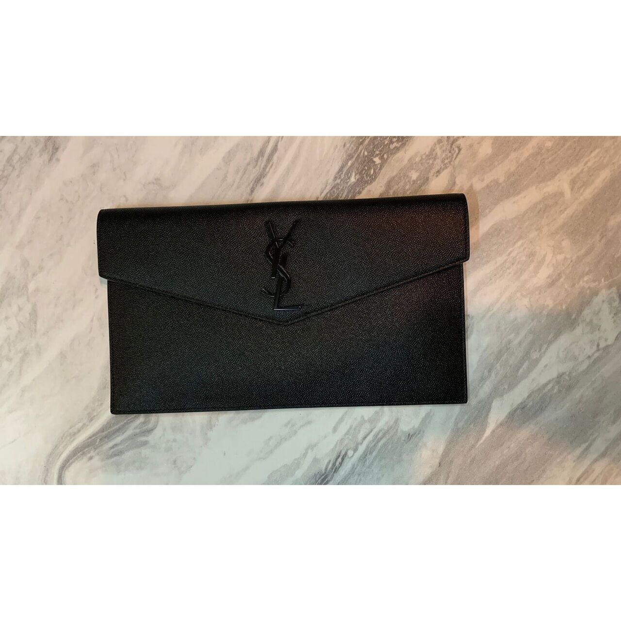 Saint Laurent Uptown Black Grain Leather Pouch