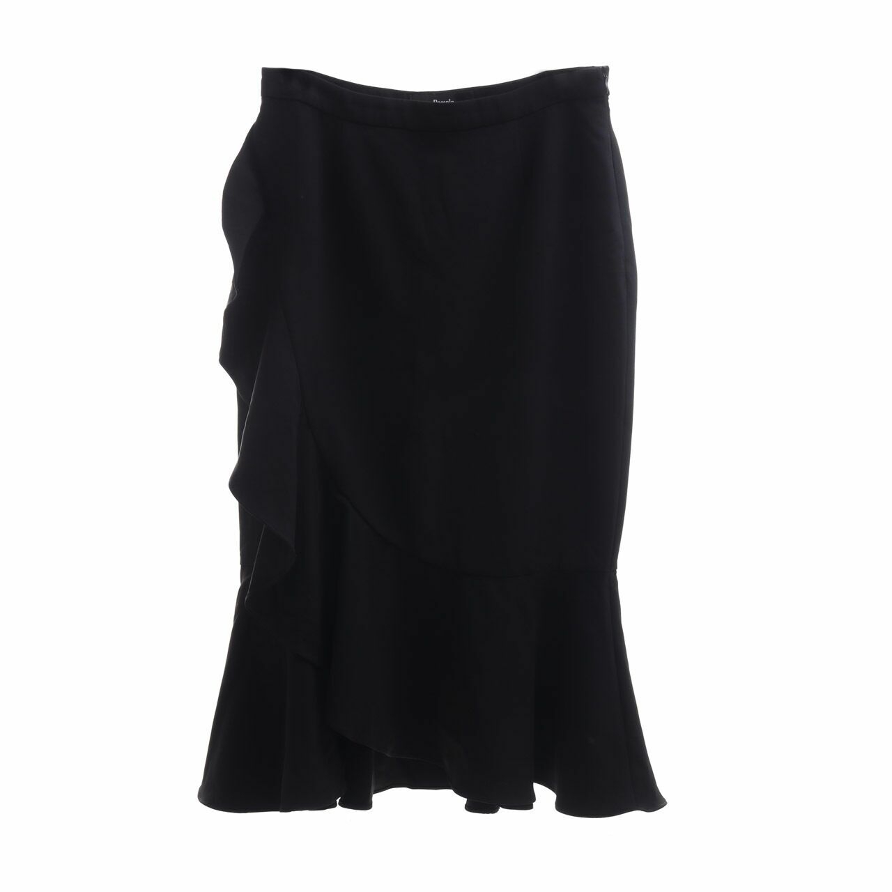 Pomelo. Black Ruffle Midi Skirt