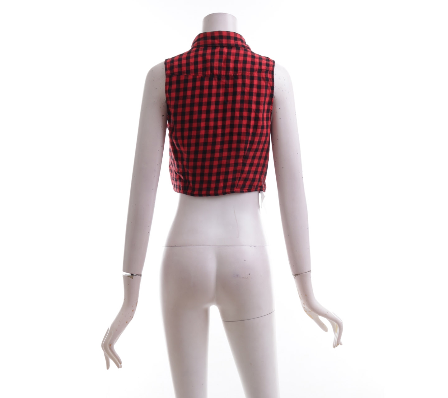 H&M Red & Black Plaid Crop Sleeveless