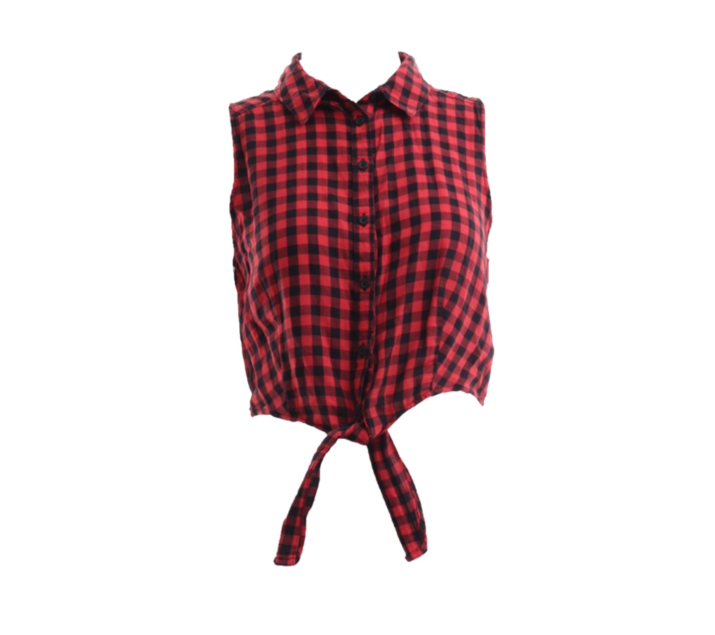 H&M Red & Black Plaid Crop Sleeveless