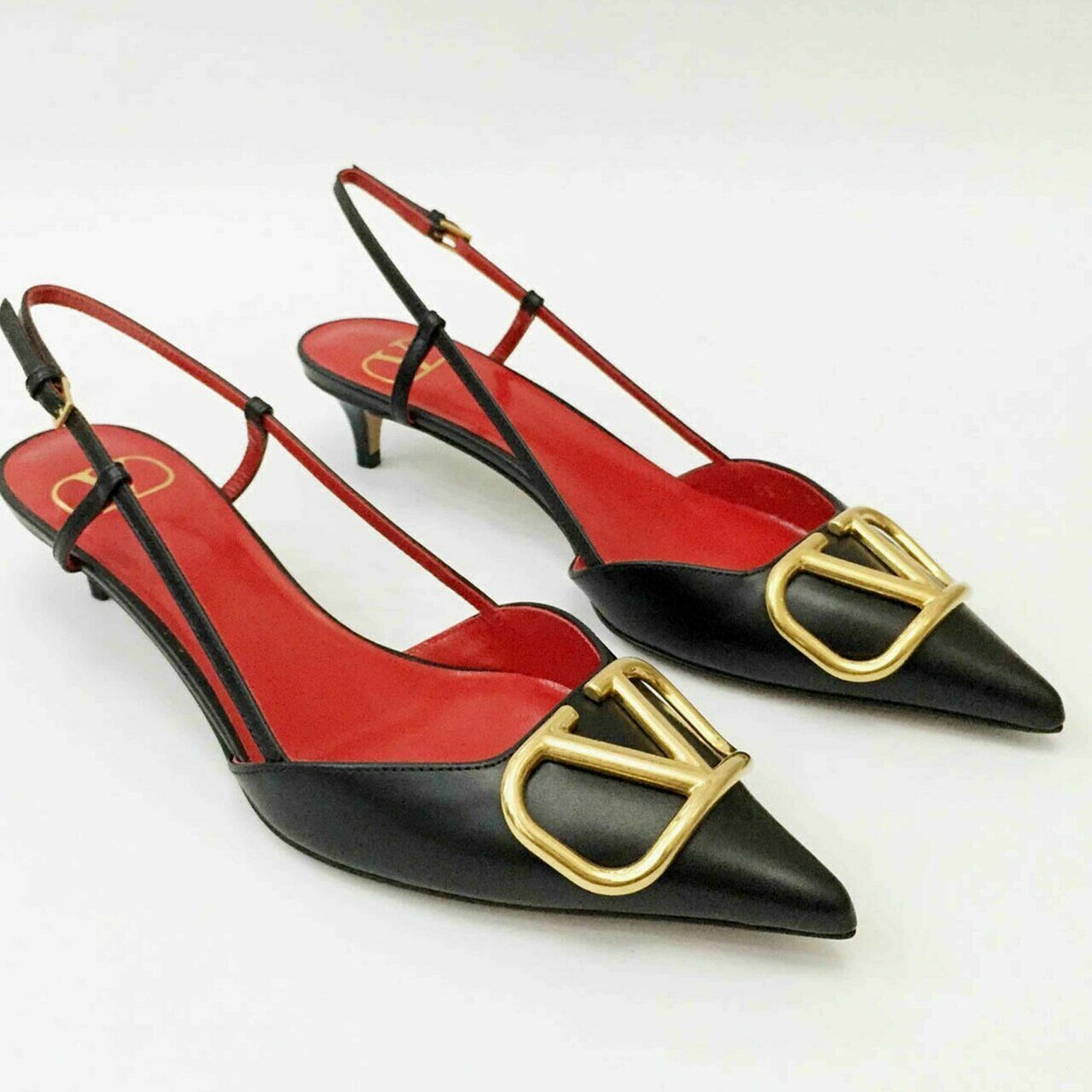 Valentino Garavani VLOGO Slingback Black Heels