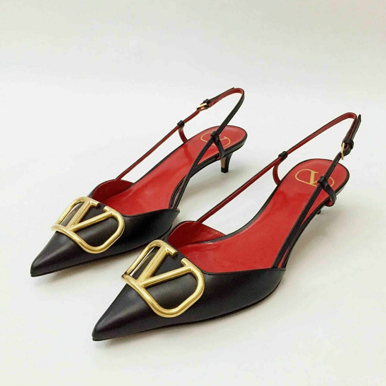 Valentino Garavani VLOGO Slingback Black Heels