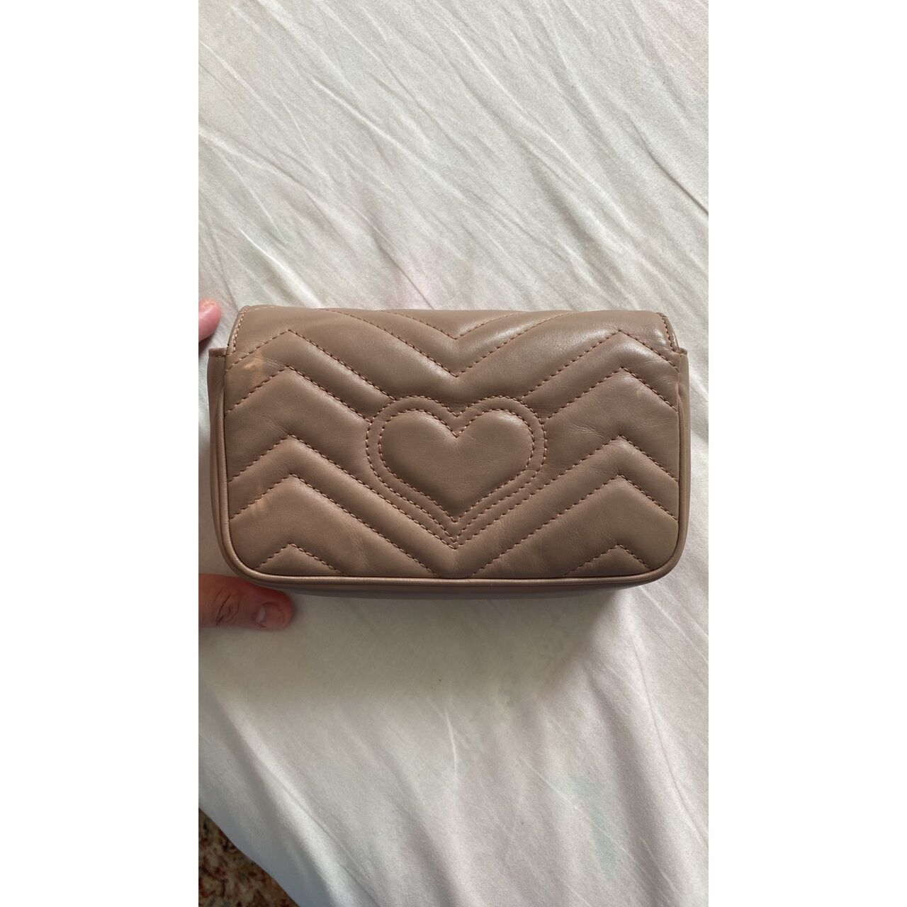 Gucci GG Marmont Super Mini Nude Leather GHW Shoulder Bag