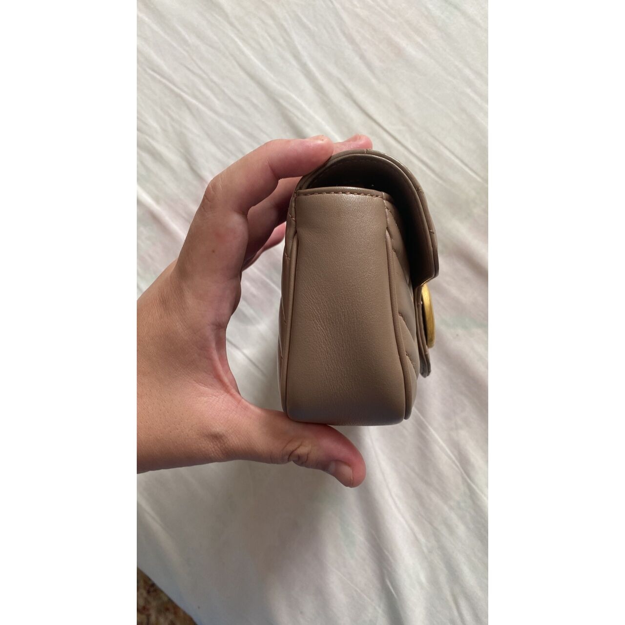 Gucci GG Marmont Super Mini Nude Leather GHW Shoulder Bag