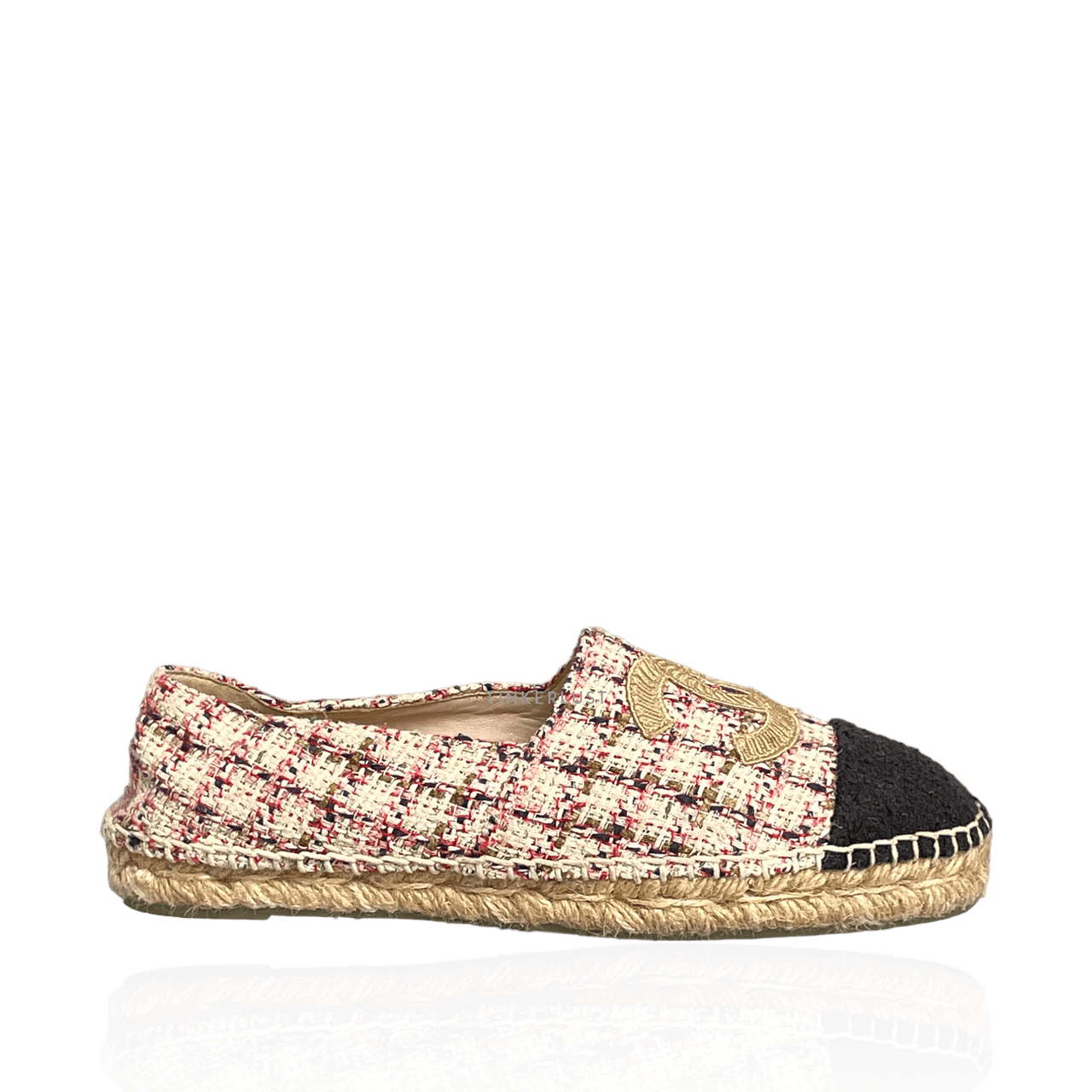 Chanel Tri-Color Tweed CC Flats Espadrilles 