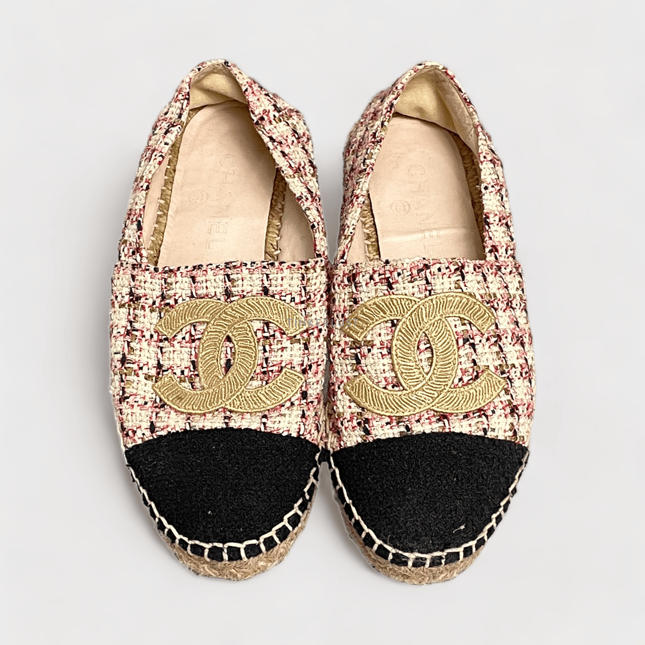 Chanel Tri-Color Tweed CC Flats Espadrilles 