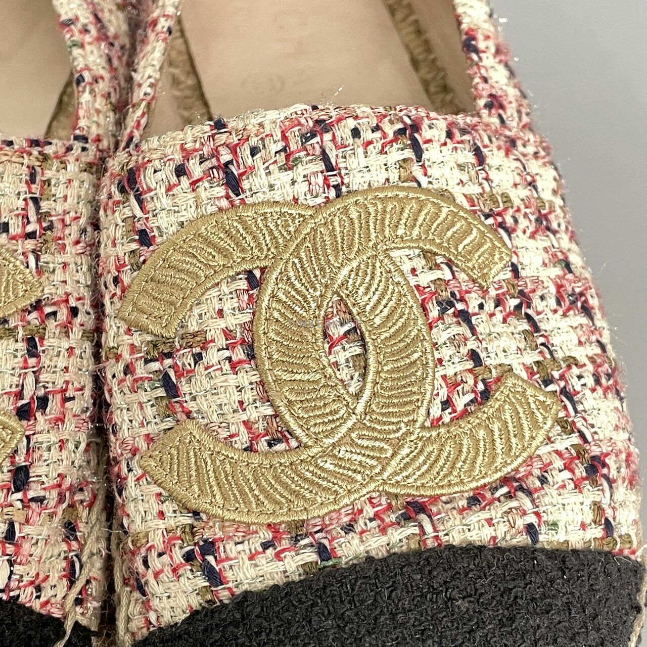 Chanel Tri-Color Tweed CC Flats Espadrilles 