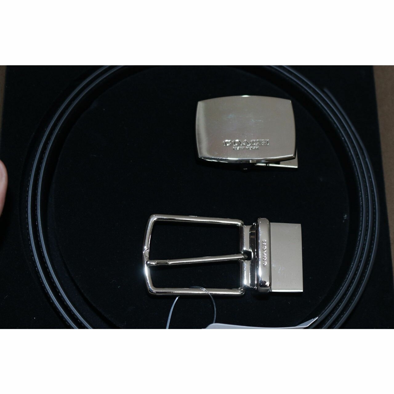 Coach Signature Mod Plaque Harness Cut-To-Size Reversible Black Belt