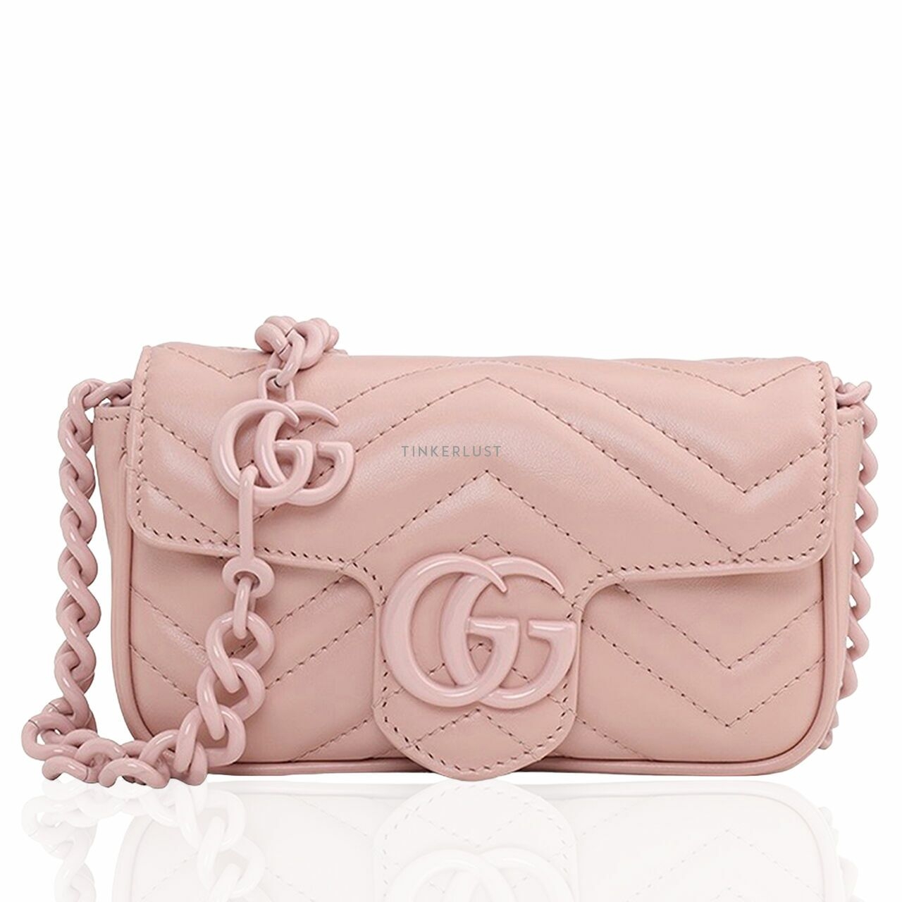 Gucci GG Marmont Flap Chain Belt Bag in All Light Pink Size 80 Sling Bag