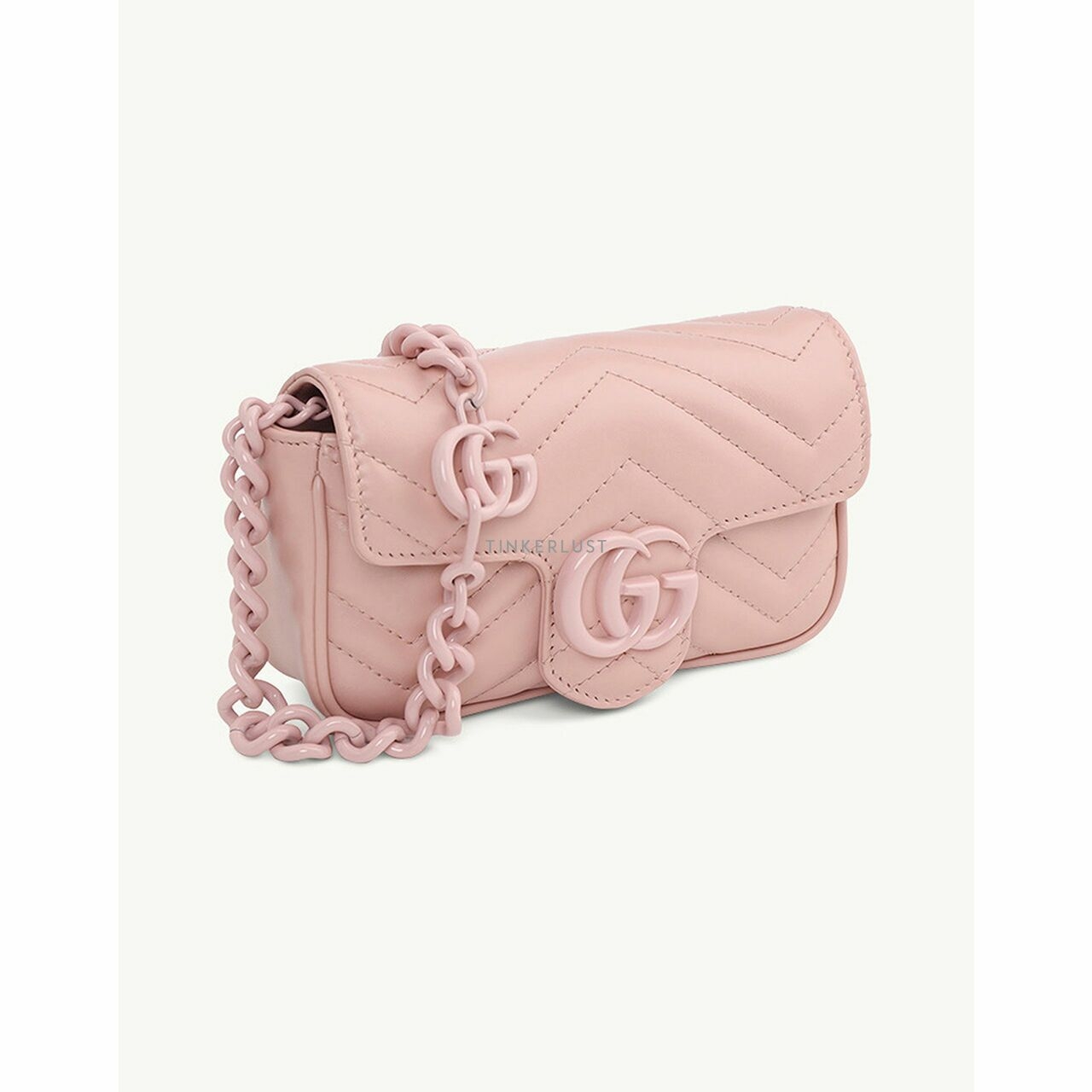 Gucci GG Marmont Flap Chain Belt Bag in All Light Pink Size 80 Sling Bag