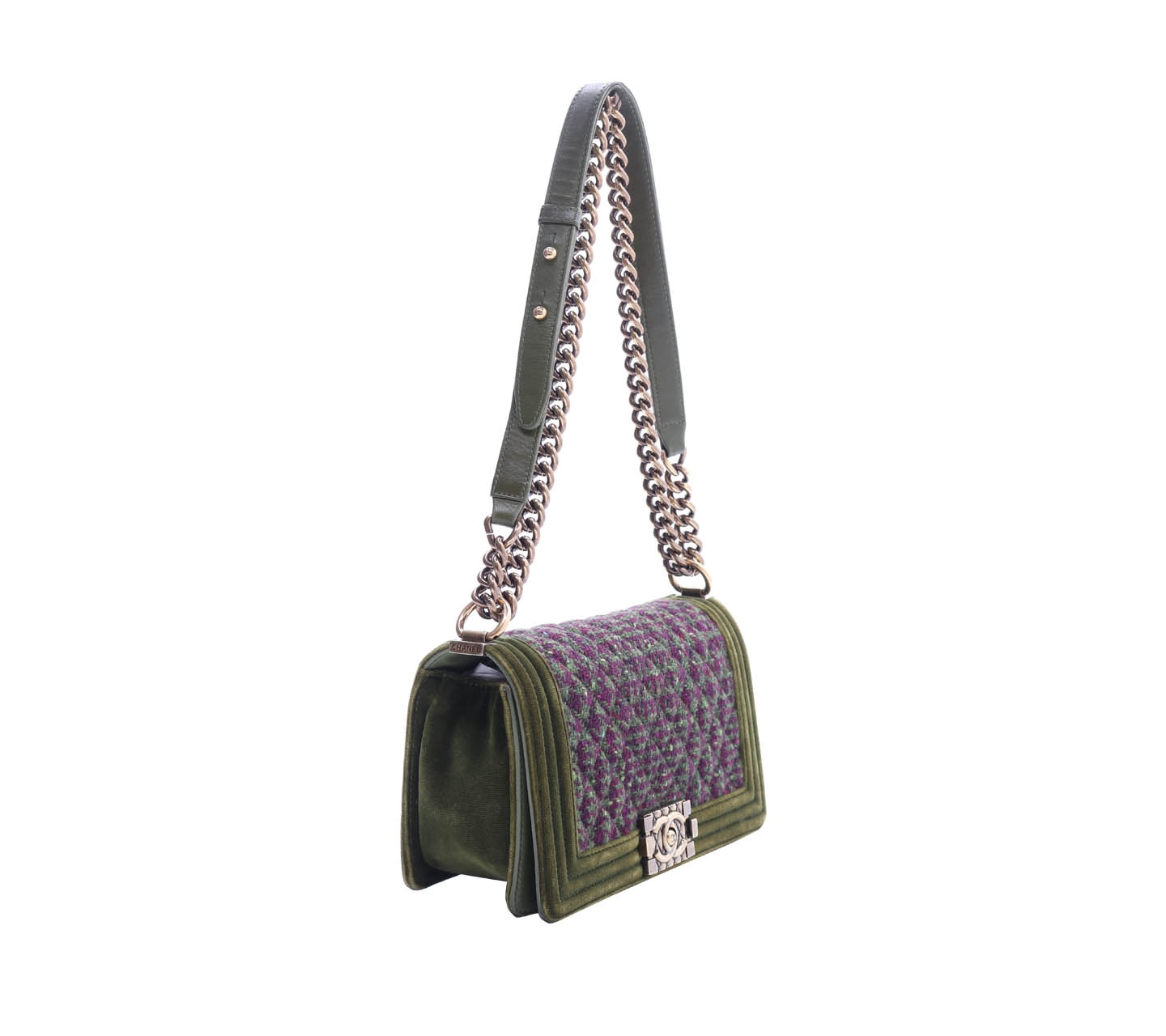 Chanel Green Boy Tweed Sling Bag