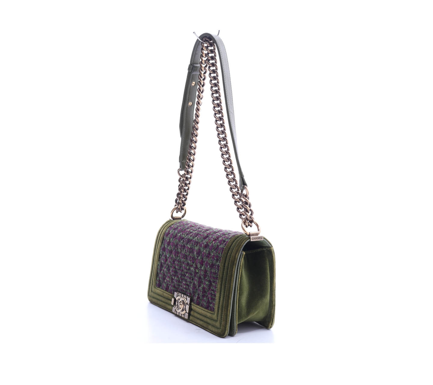 Chanel Green Boy Tweed Sling Bag