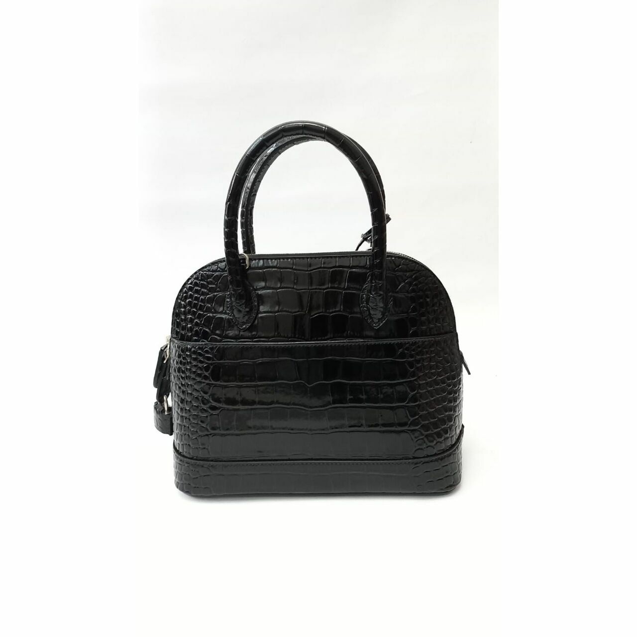 Balenciaga Ville Top Handle Leather with Longstrap Croco Black Shiny S Satchel