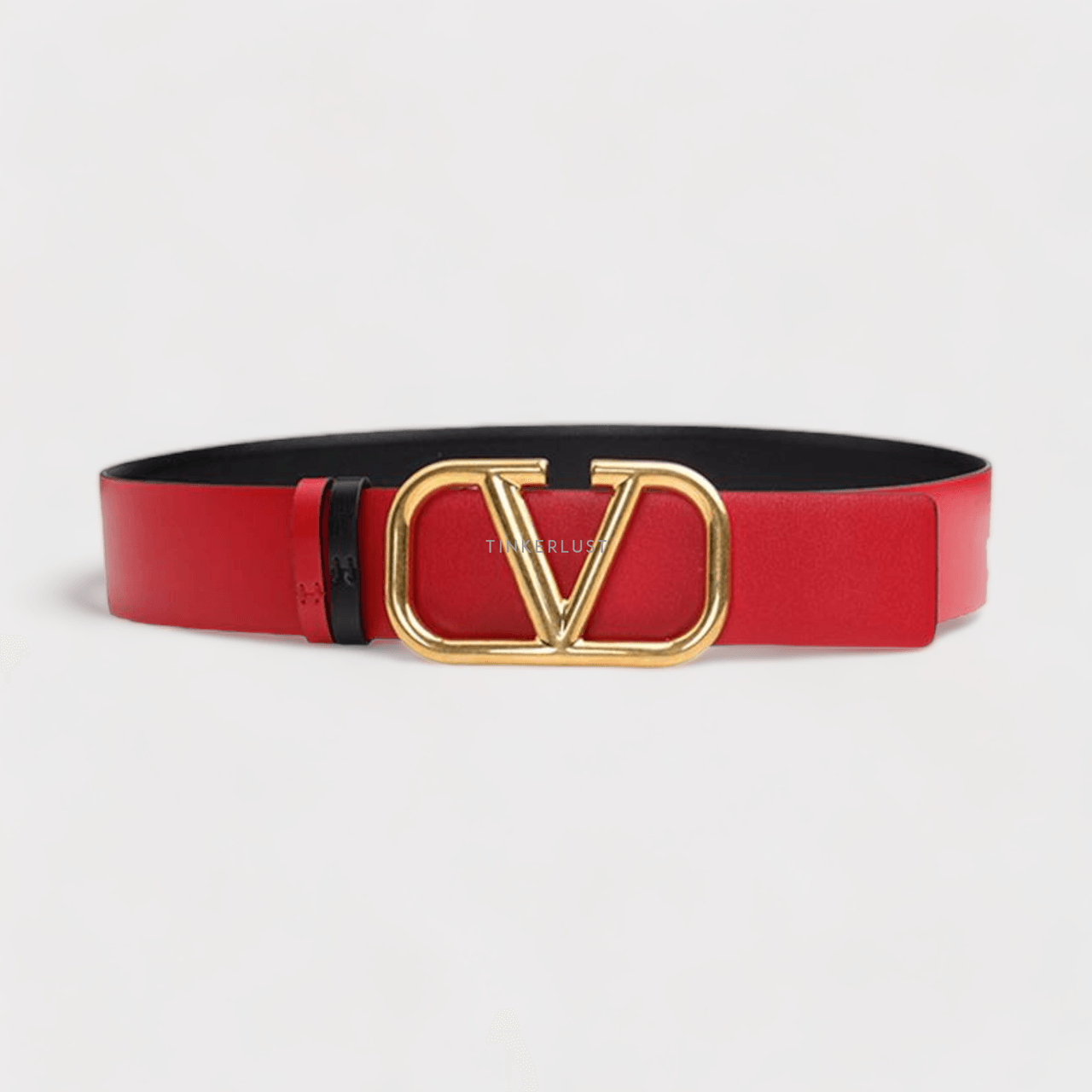 Valentino Garavani Reversible 4cm in Black/Pure Red Leather with VLogo Buckle Belt 