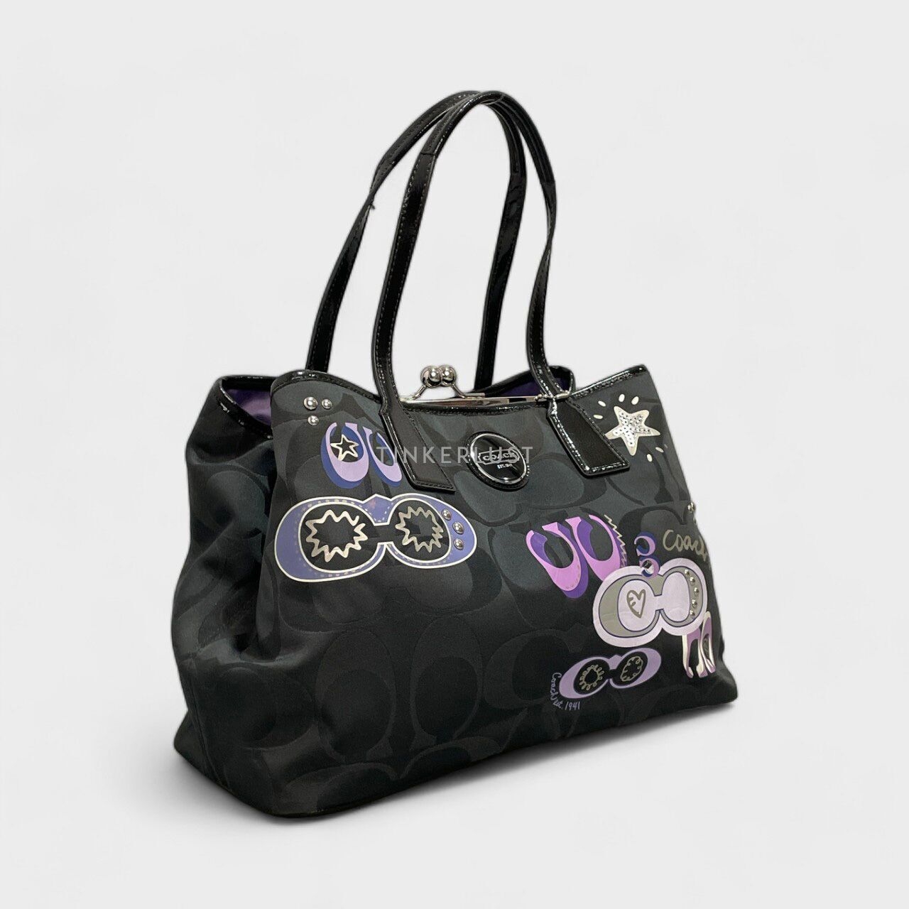 Coach Poppy Black Signature Tote Bag