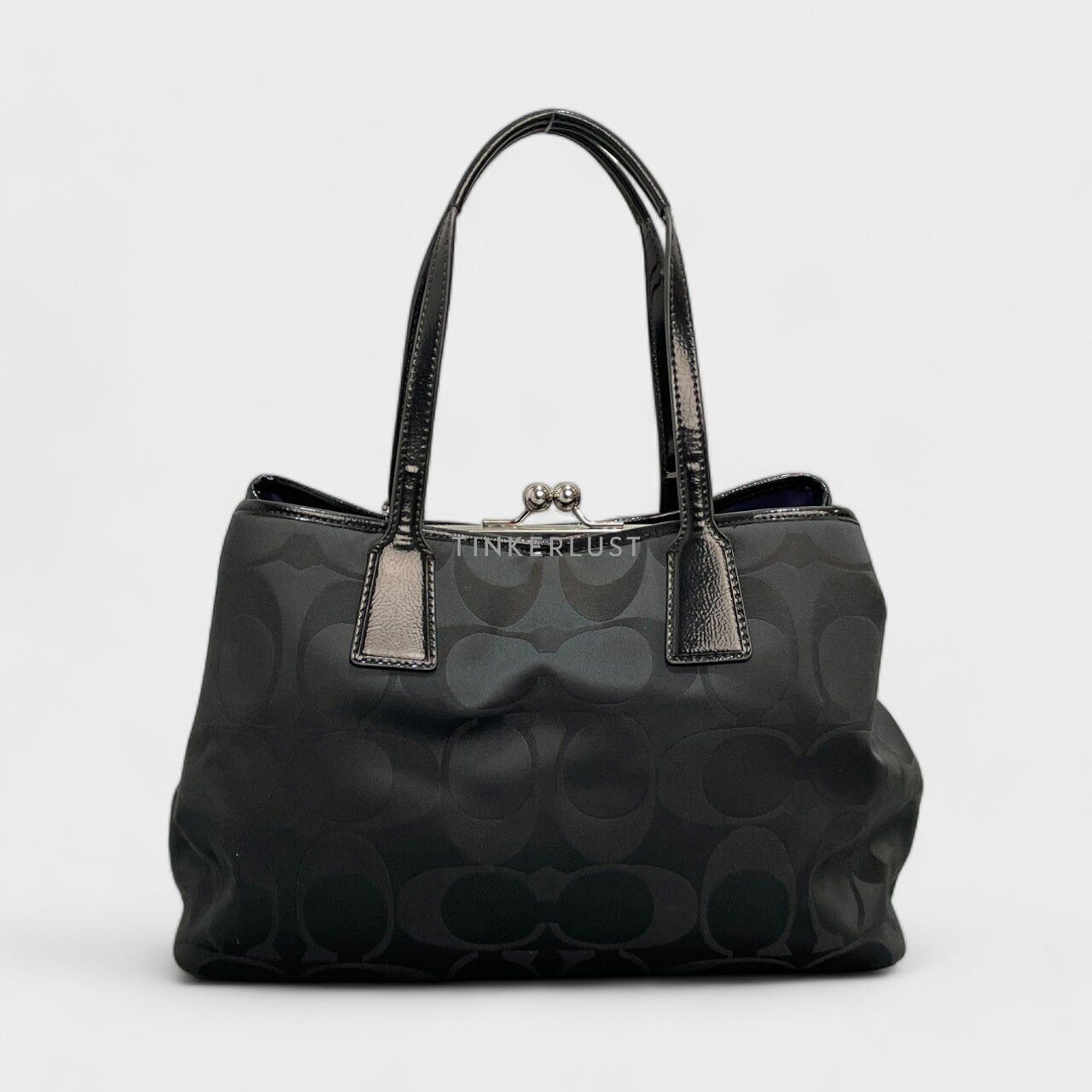 Coach Poppy Black Signature Tote Bag