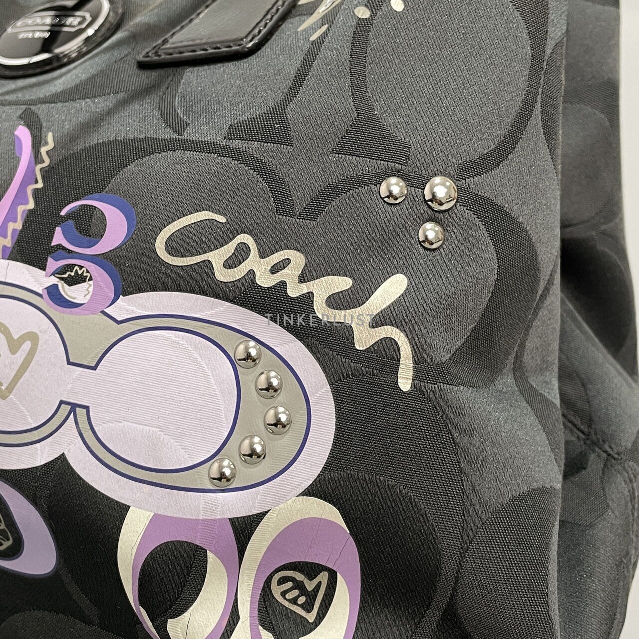 Coach Poppy Black Signature Tote Bag