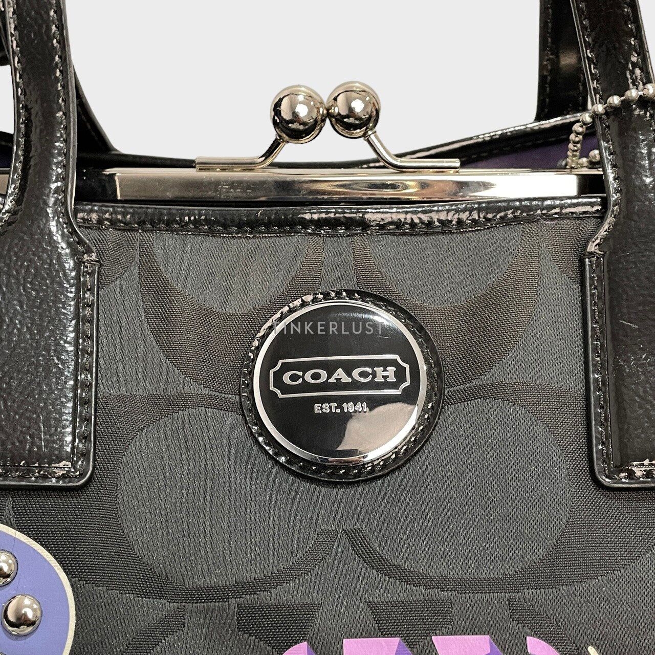 Coach Poppy Black Signature Tote Bag