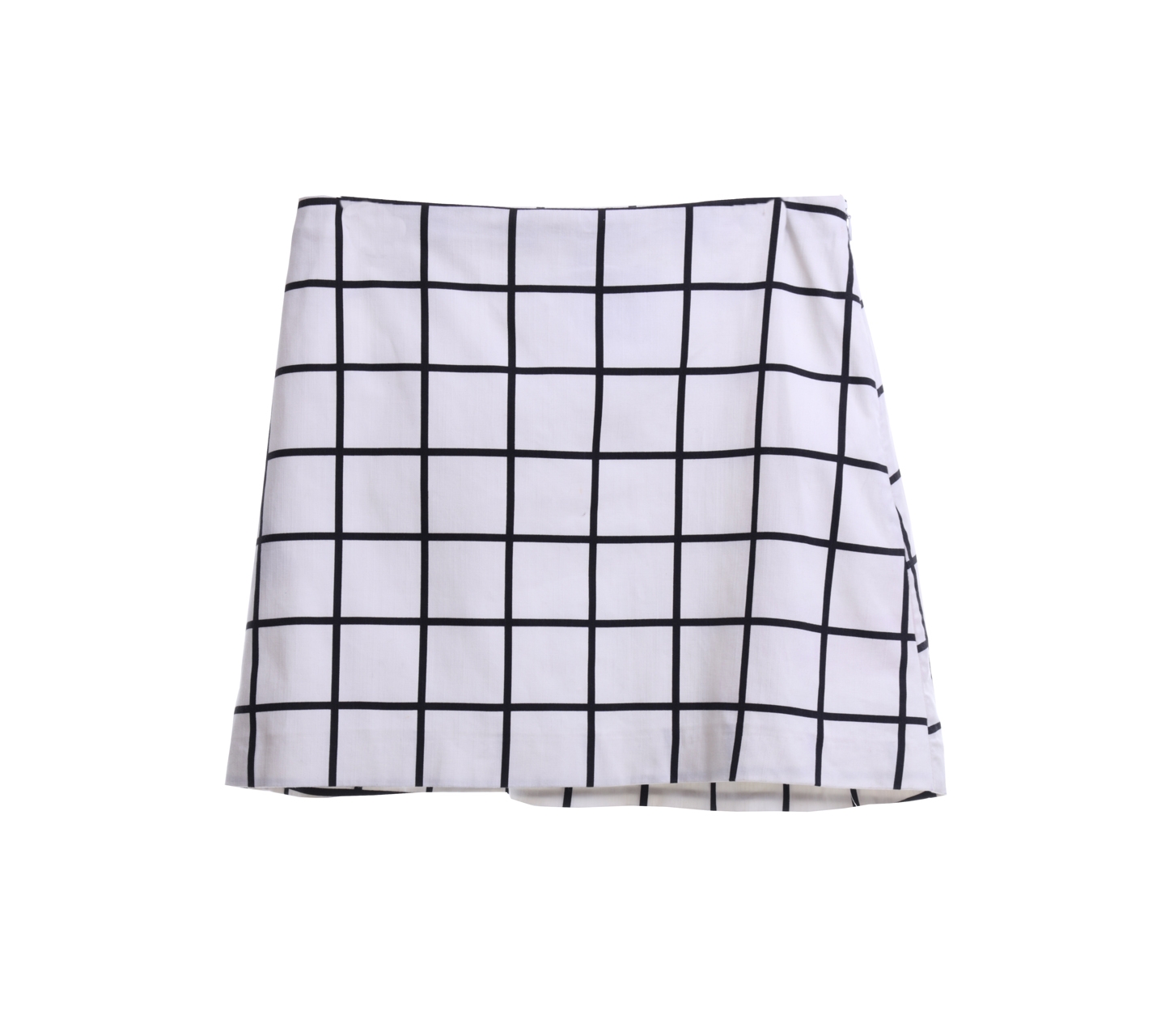 Mango White And Black Plaid Mini Skirt