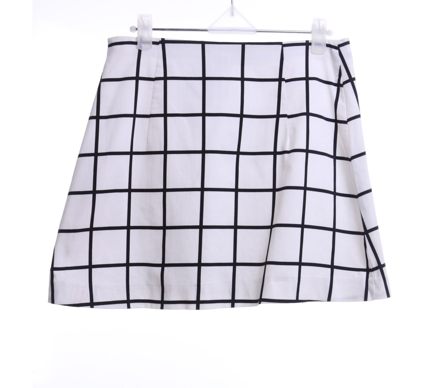 Mango White And Black Plaid Mini Skirt