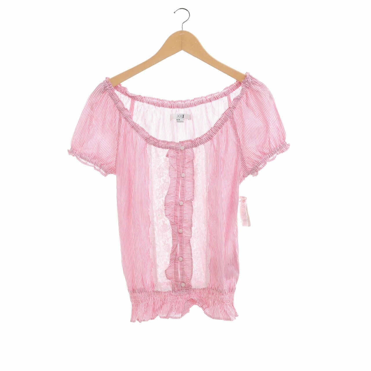 Forever 21 Pink Strips Lace Blouse