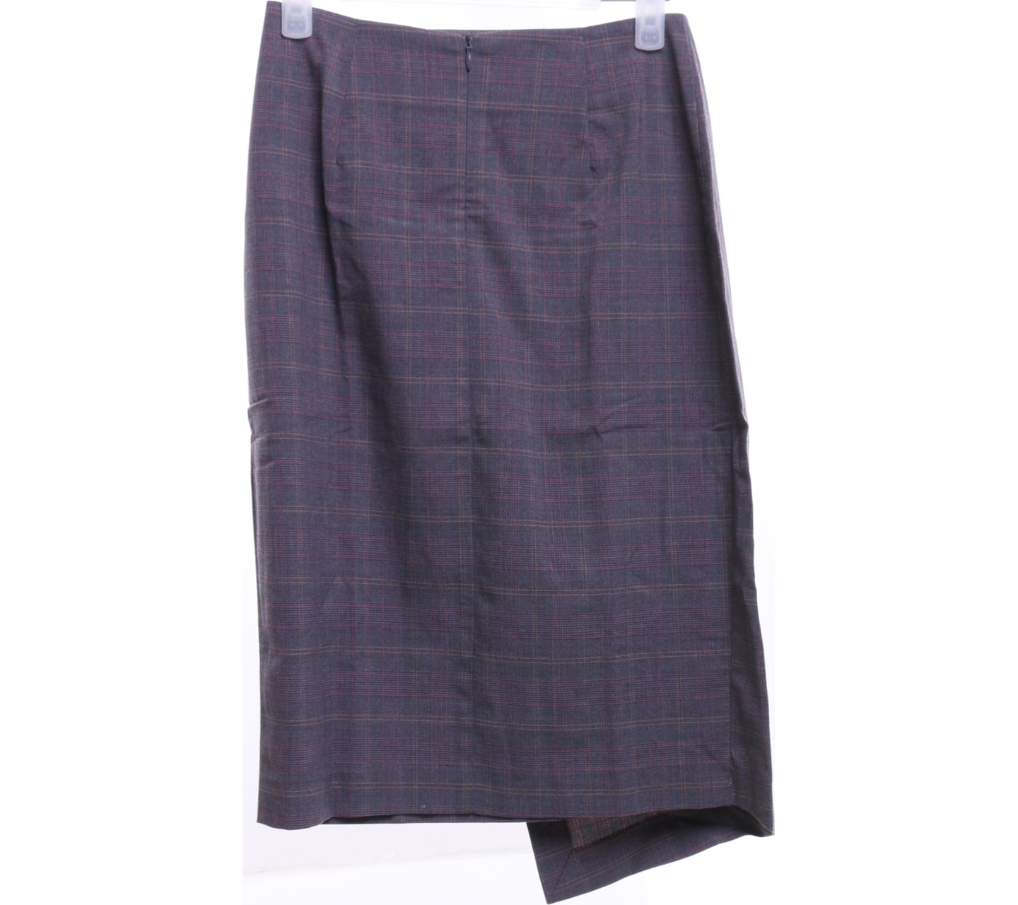 Pomelo Grey Checkered Midi Skirt