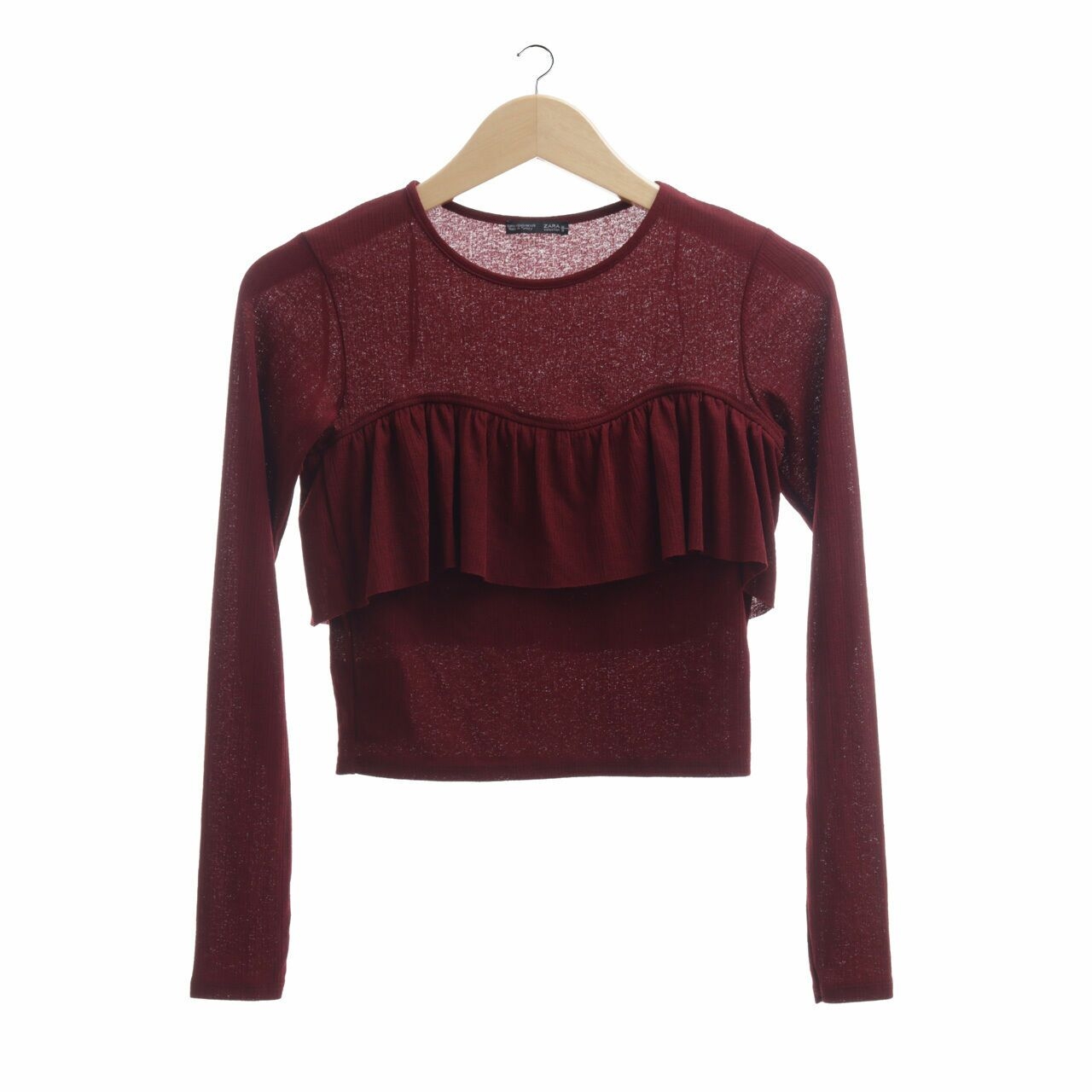 Zara Maroon Long Sleeve Blouse