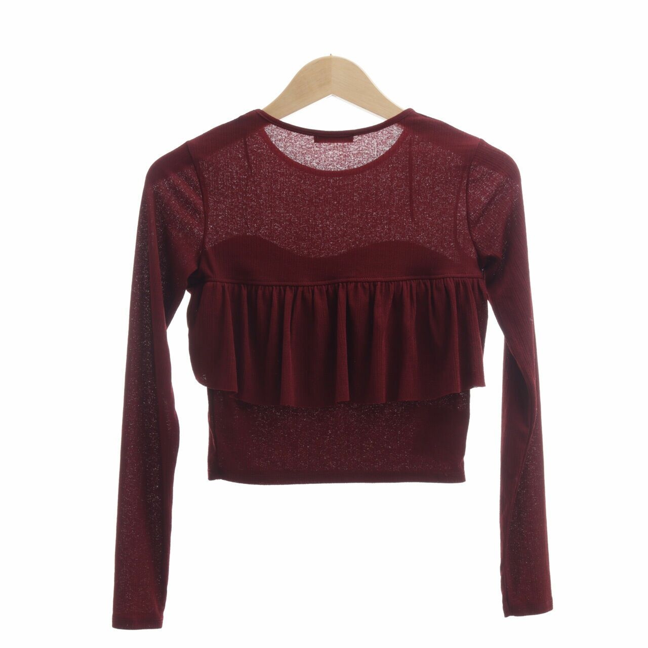 Zara Maroon Long Sleeve Blouse