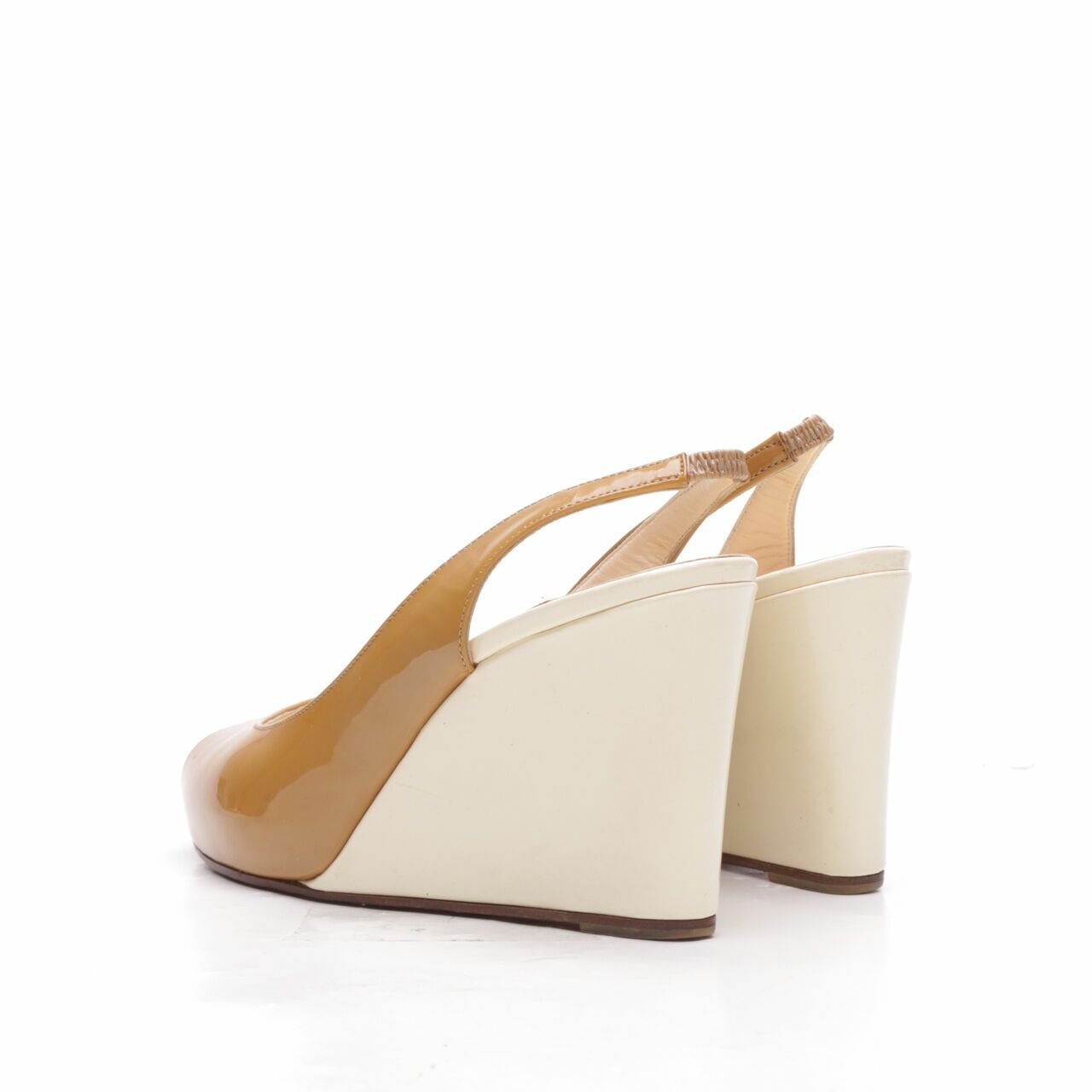 Christian Louboutin Brown Peep-toe Sling-back Wedges