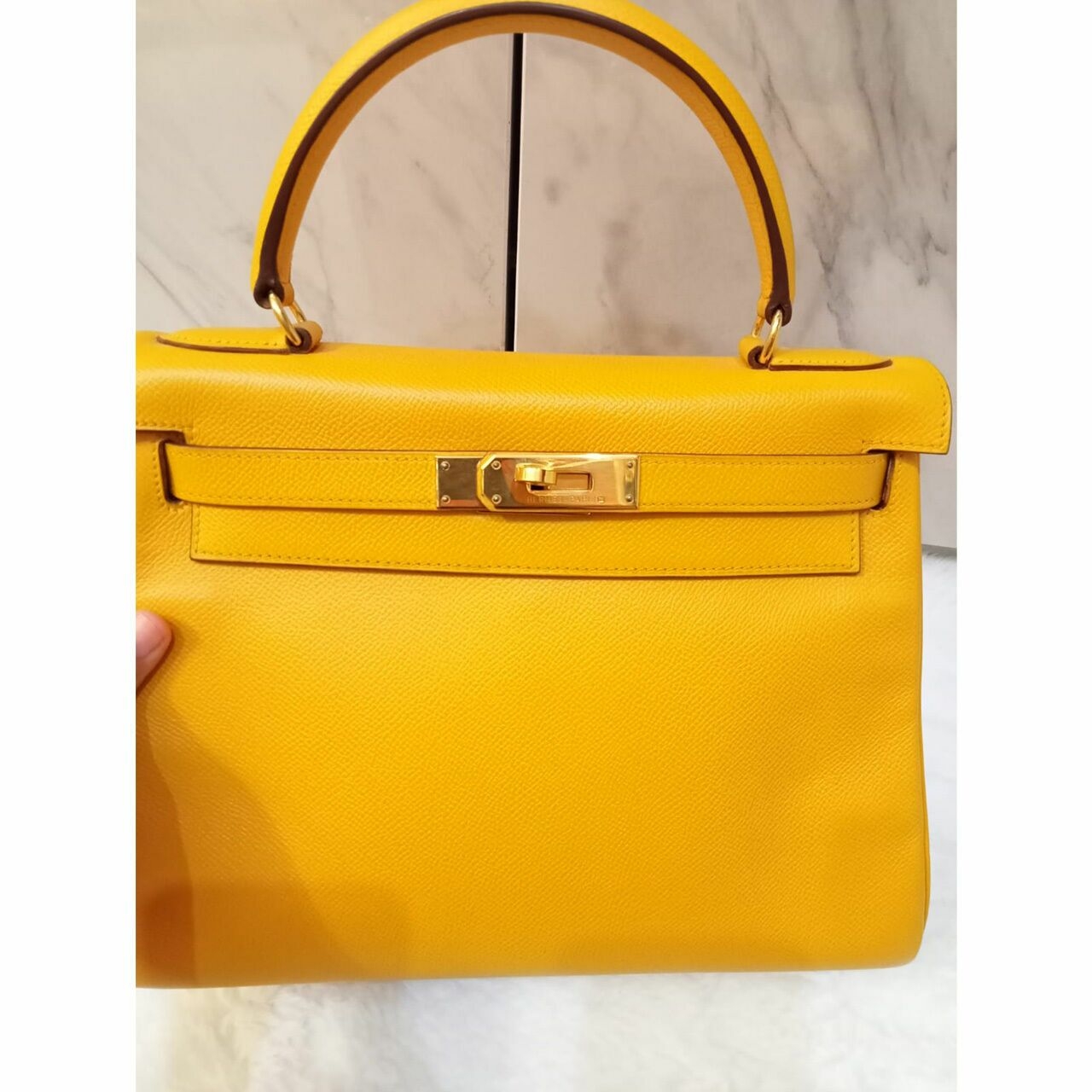 Hermes Kelly 28 Jaune Epsom GHW Vintage #Y Satchel