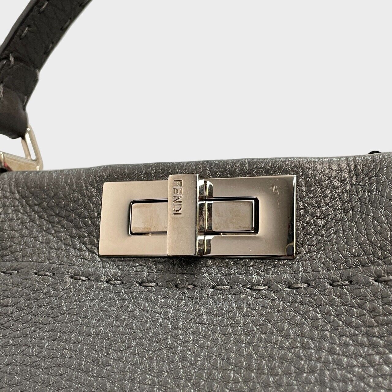 Fendi Peekaboo Iconic Selleria Bi-Color Medium Asfalto Latte Satchel