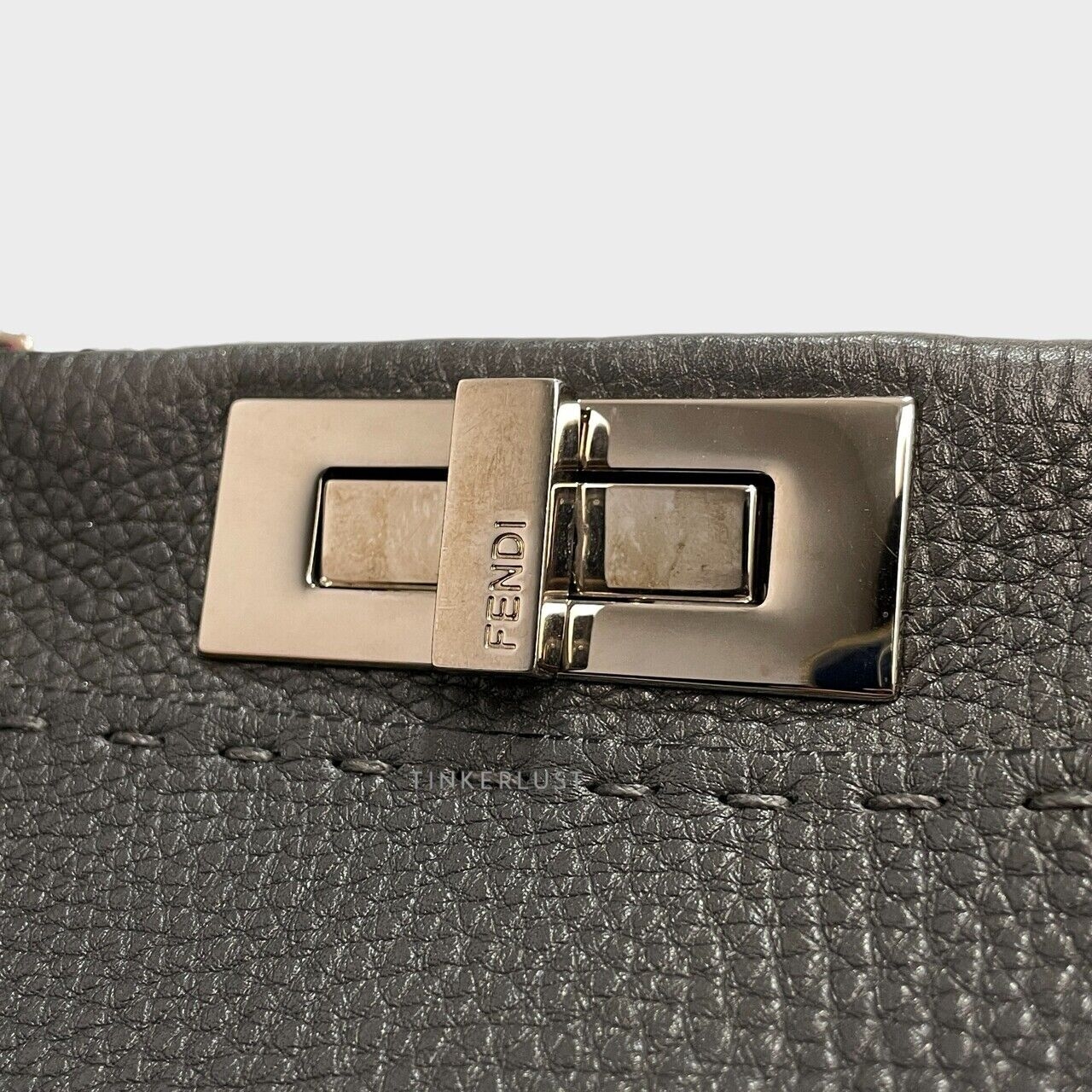 Fendi Peekaboo Iconic Selleria Bi-Color Medium Asfalto Latte Satchel