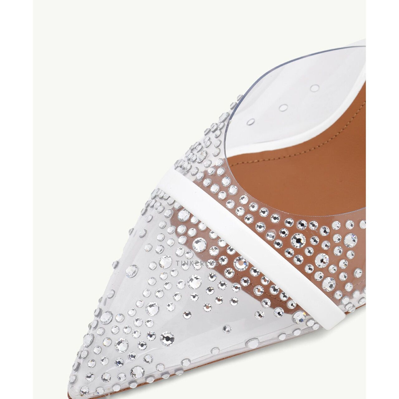 Malone Souliers Joella Crystal Embellished Heeled Mules 70mm in Clear/White Heels