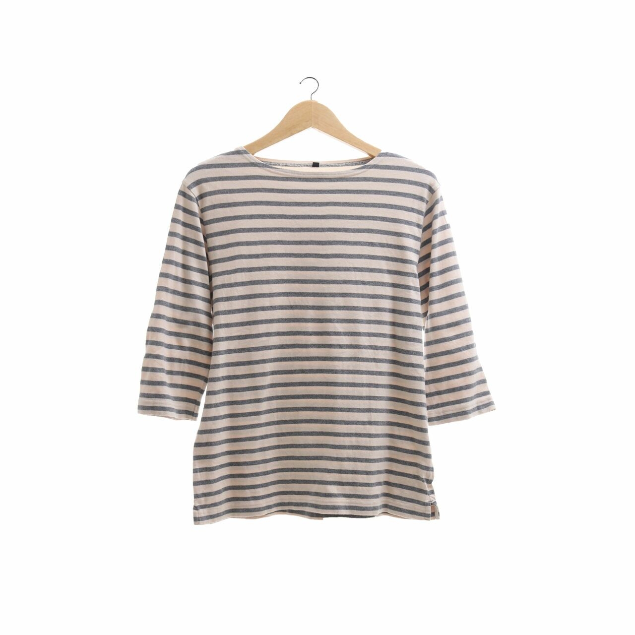 Muji Off White & Grey Stripes Blouse