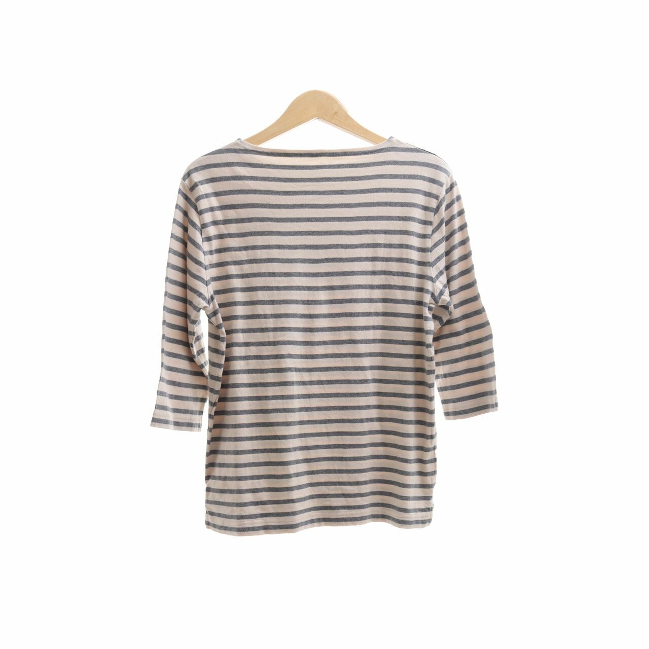 Muji Off White & Grey Stripes Blouse