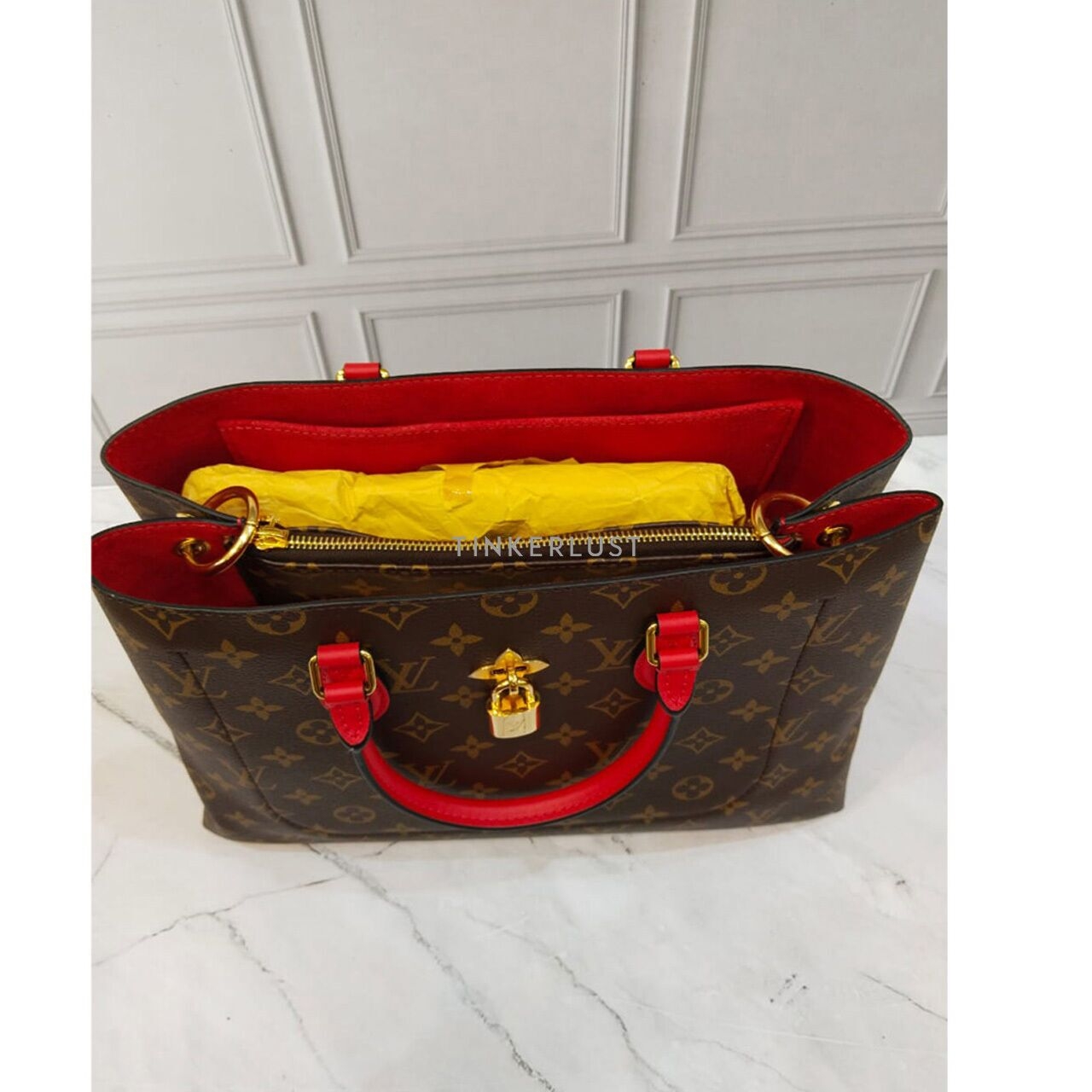 Louis Vuitton Flower Red Monogram 2018 GHW Satchel