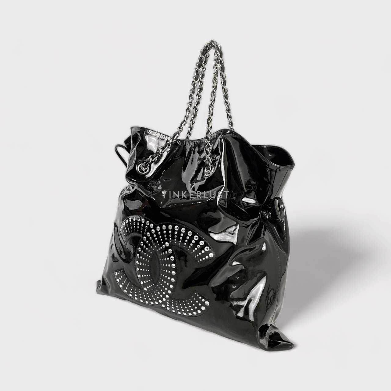 Chanel Swarovski Black Patent #13 SHW Totebag